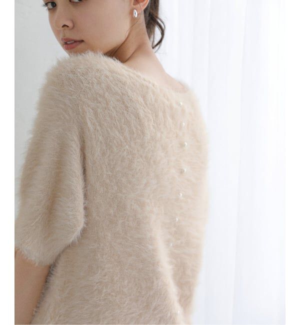  「《WEB限定追加》【洗える】ファーバックパールプルオーバー」|ニット・セーター|ベージュ