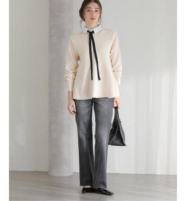  「【洗える】ウォッシャブルペプラムニットプルオーバー」|ニット・セーター|