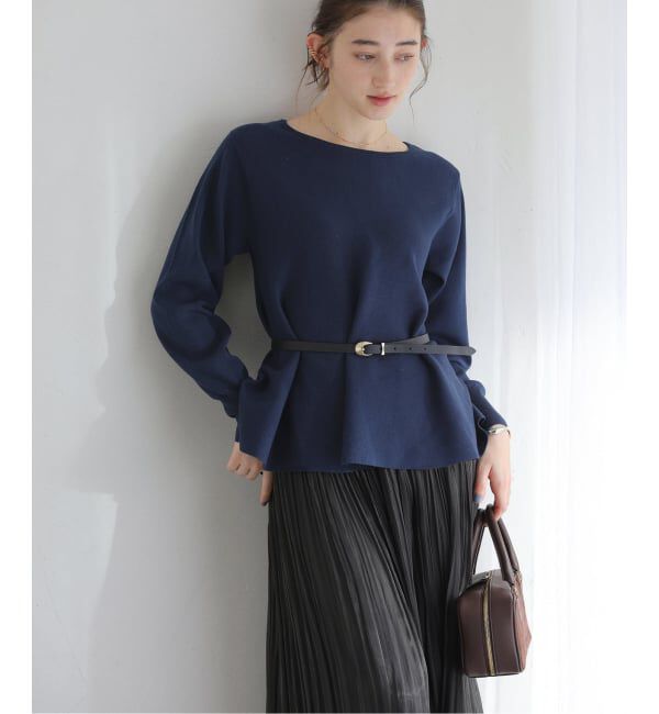  「【洗える】ウォッシャブルペプラムニットプルオーバー」|ニット・セーター|