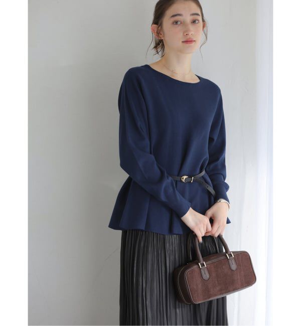  「【洗える】ウォッシャブルペプラムニットプルオーバー」|ニット・セーター|