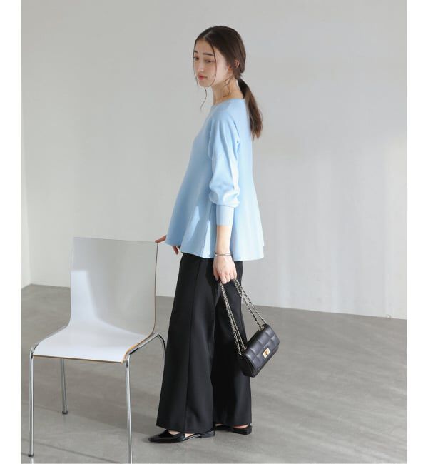  「【洗える】ウォッシャブルペプラムニットプルオーバー」|ニット・セーター|