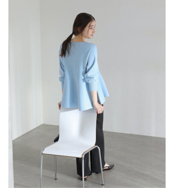  「【洗える】ウォッシャブルペプラムニットプルオーバー」|ニット・セーター|