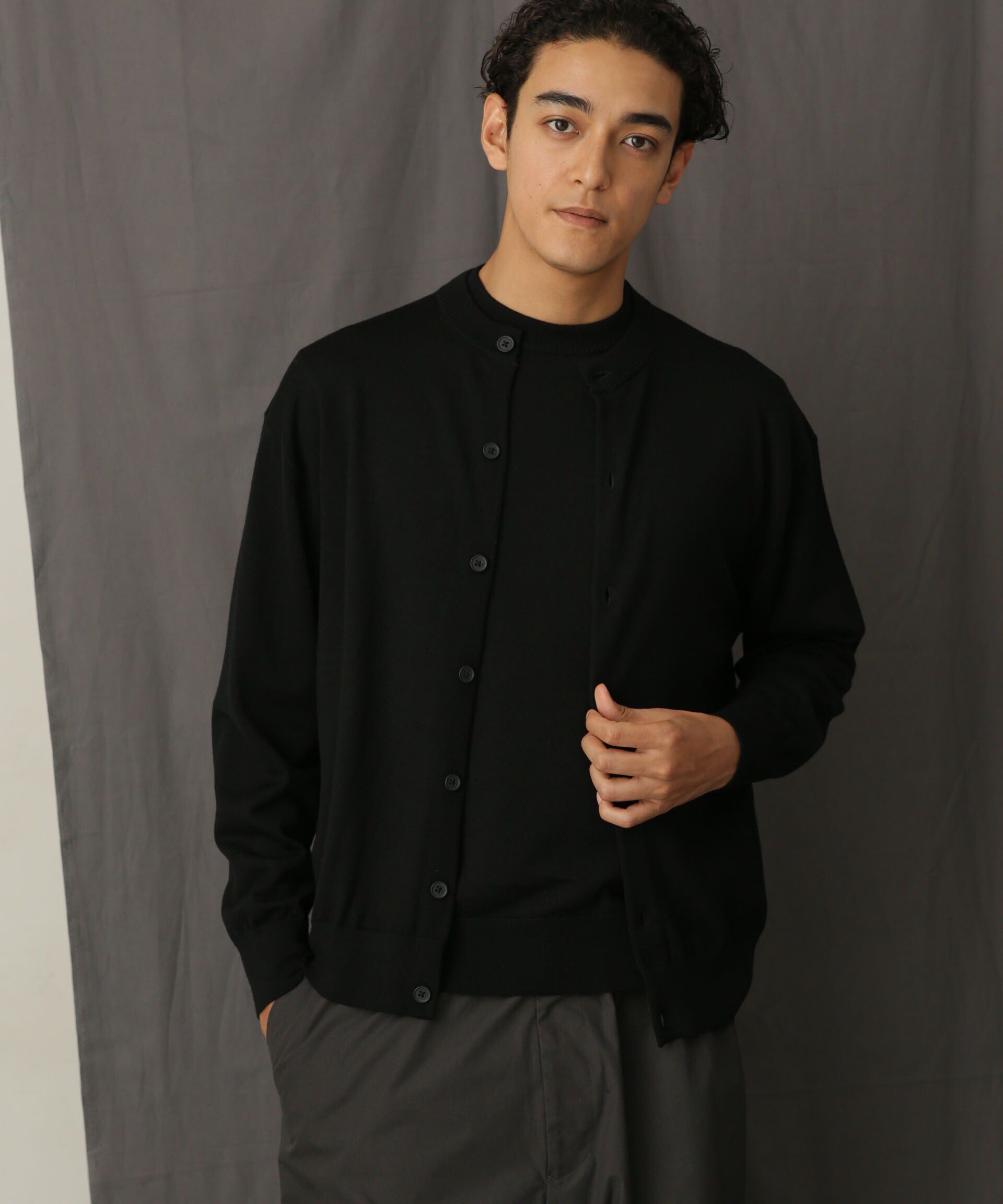 nano･universe「「毛玉レスニット」 ファインゲージクルーネックカーディガン」|ニット・セーター|