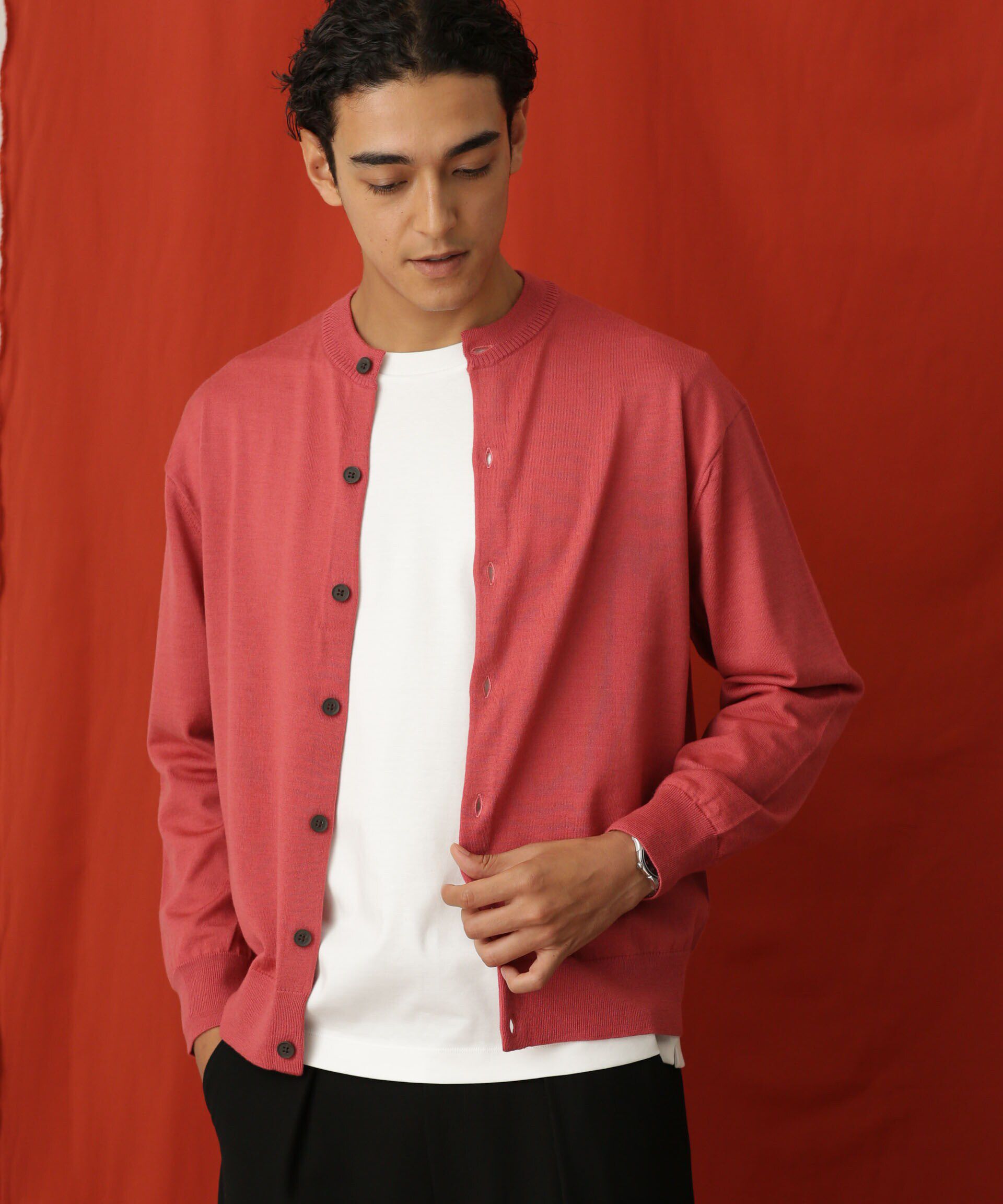 nano･universe「「毛玉レスニット」 ファインゲージクルーネックカーディガン」|ニット・セーター|