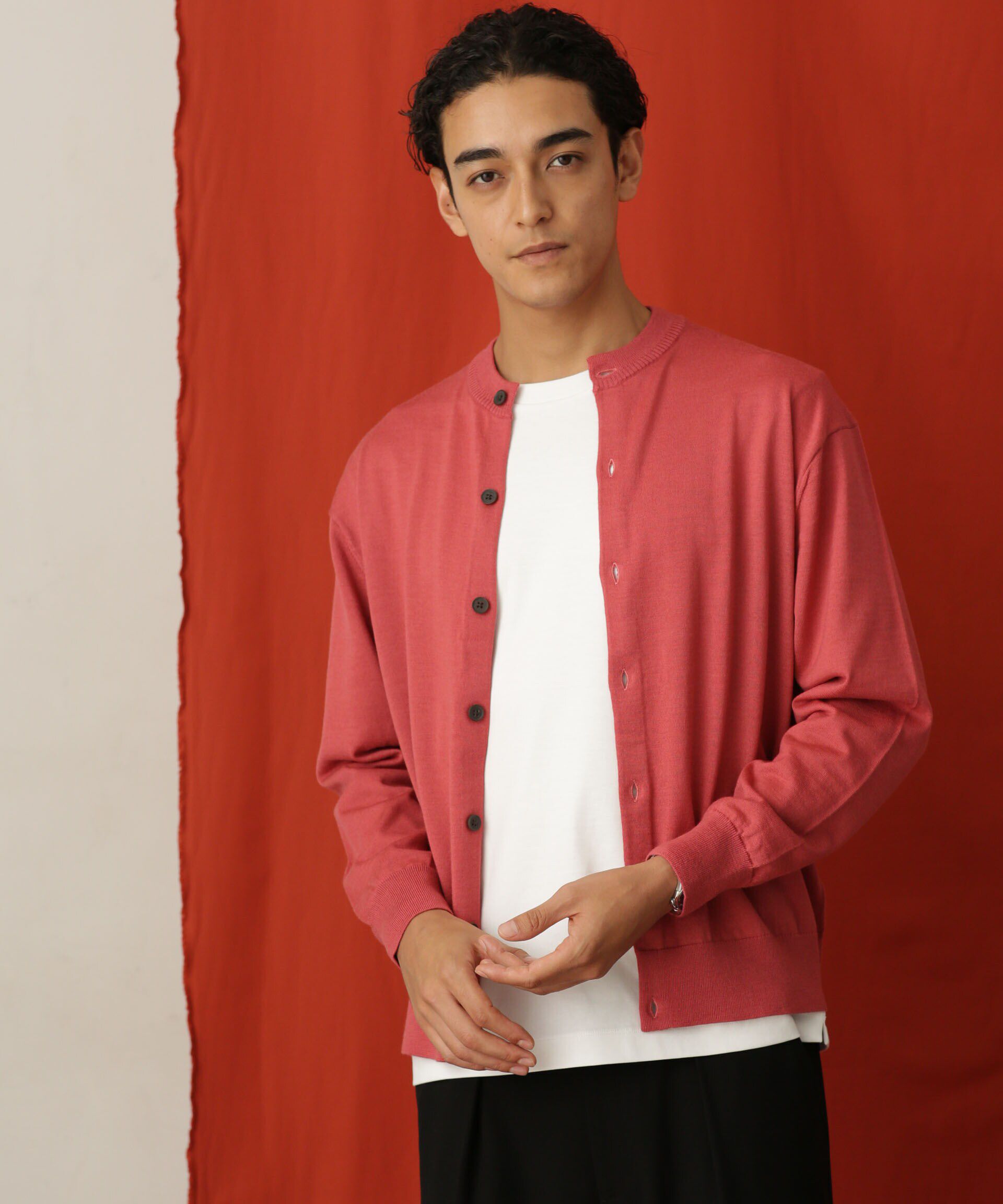 nano･universe「「毛玉レスニット」 ファインゲージクルーネックカーディガン」|ニット・セーター|