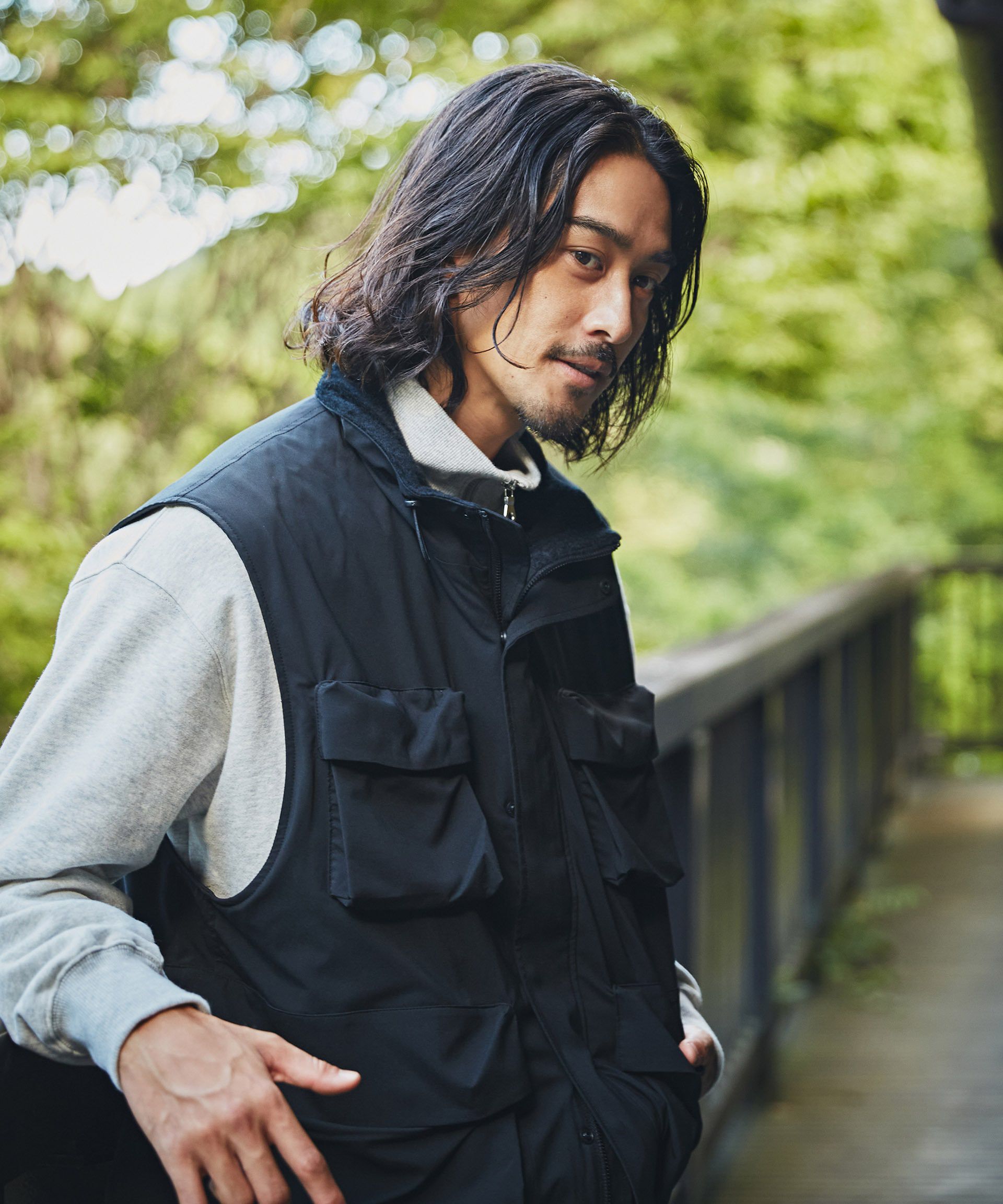 nano･universe「「Octa(R) CPCP(R)」ウォータープルーフカーゴベスト」|アウトドア|ブラック