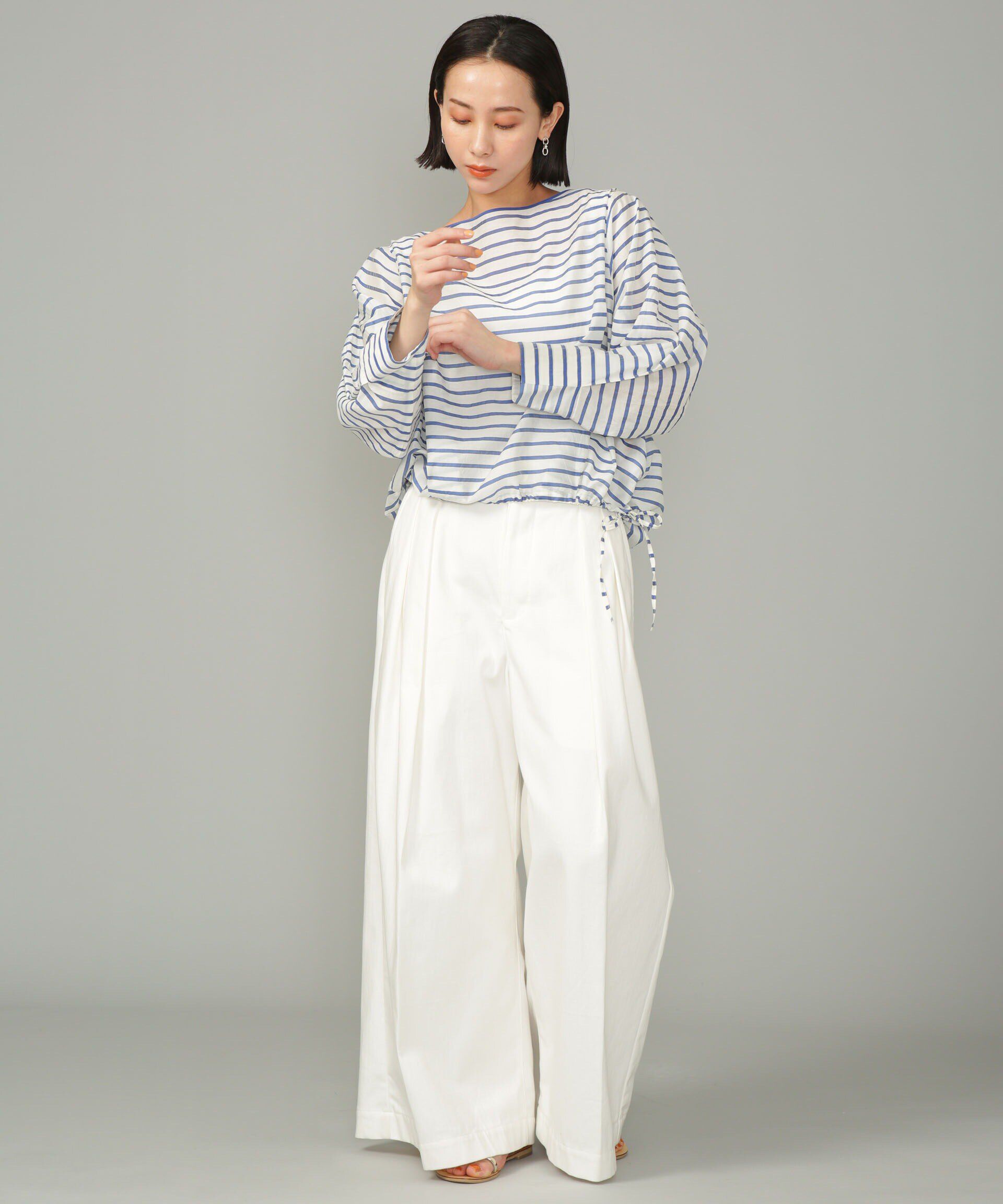 nano･universe「シアーボーダーブラウス」|シャツ・ブラウス|