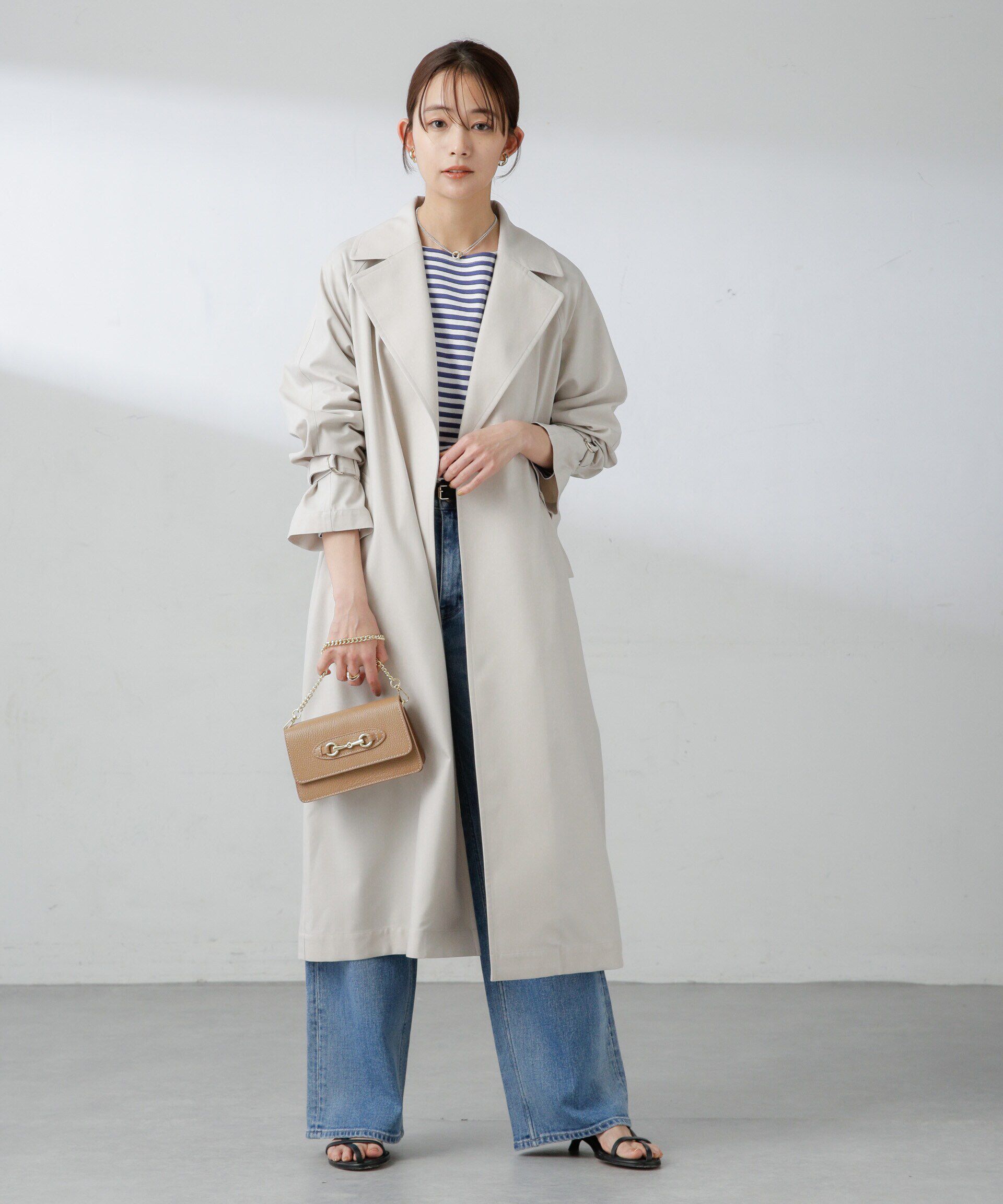 nano･universe「撥水撥油加工 ベルテッドカルゼコート」|トレンチコート|