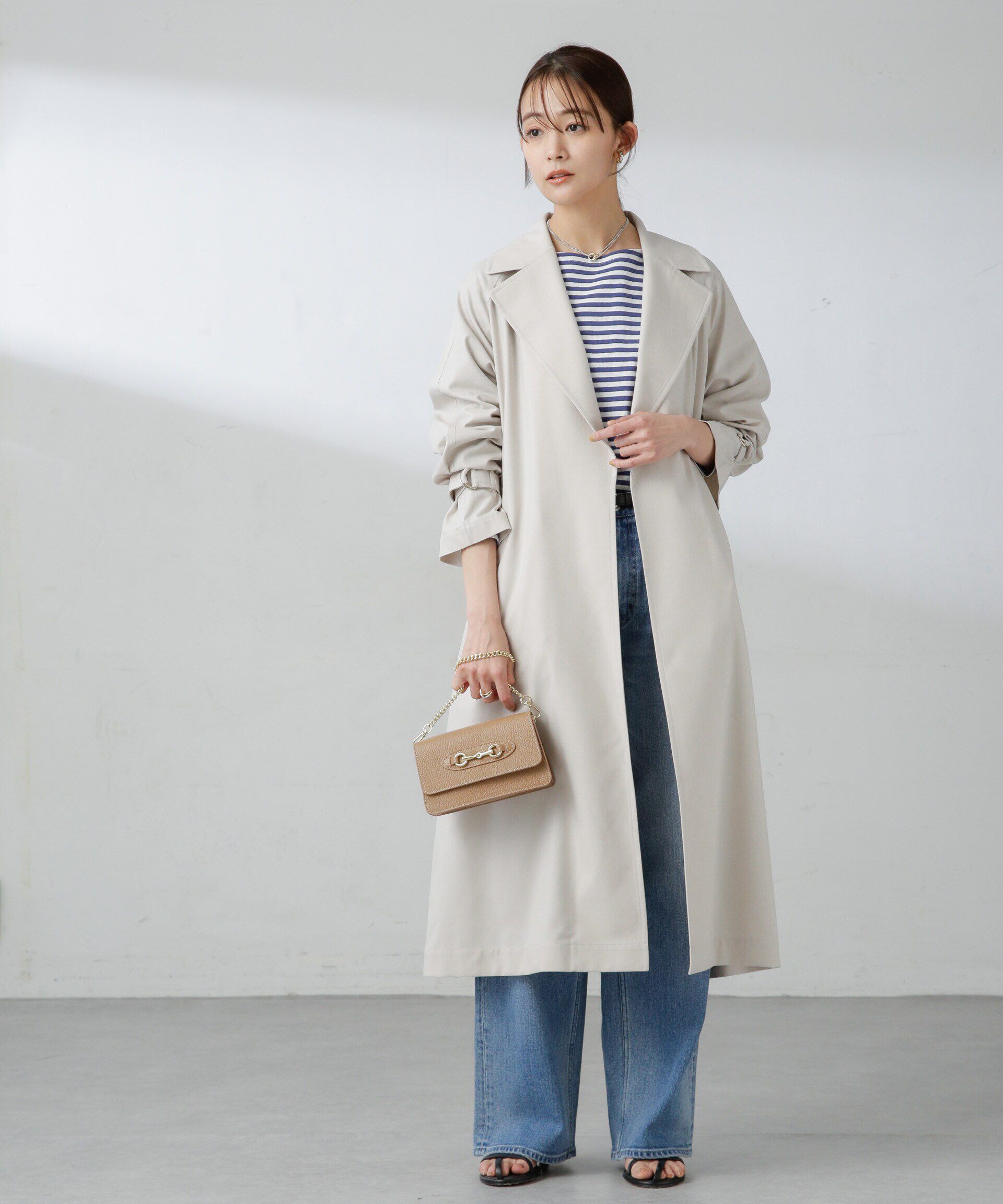 nano･universe「撥水撥油加工 ベルテッドカルゼコート」|トレンチコート|