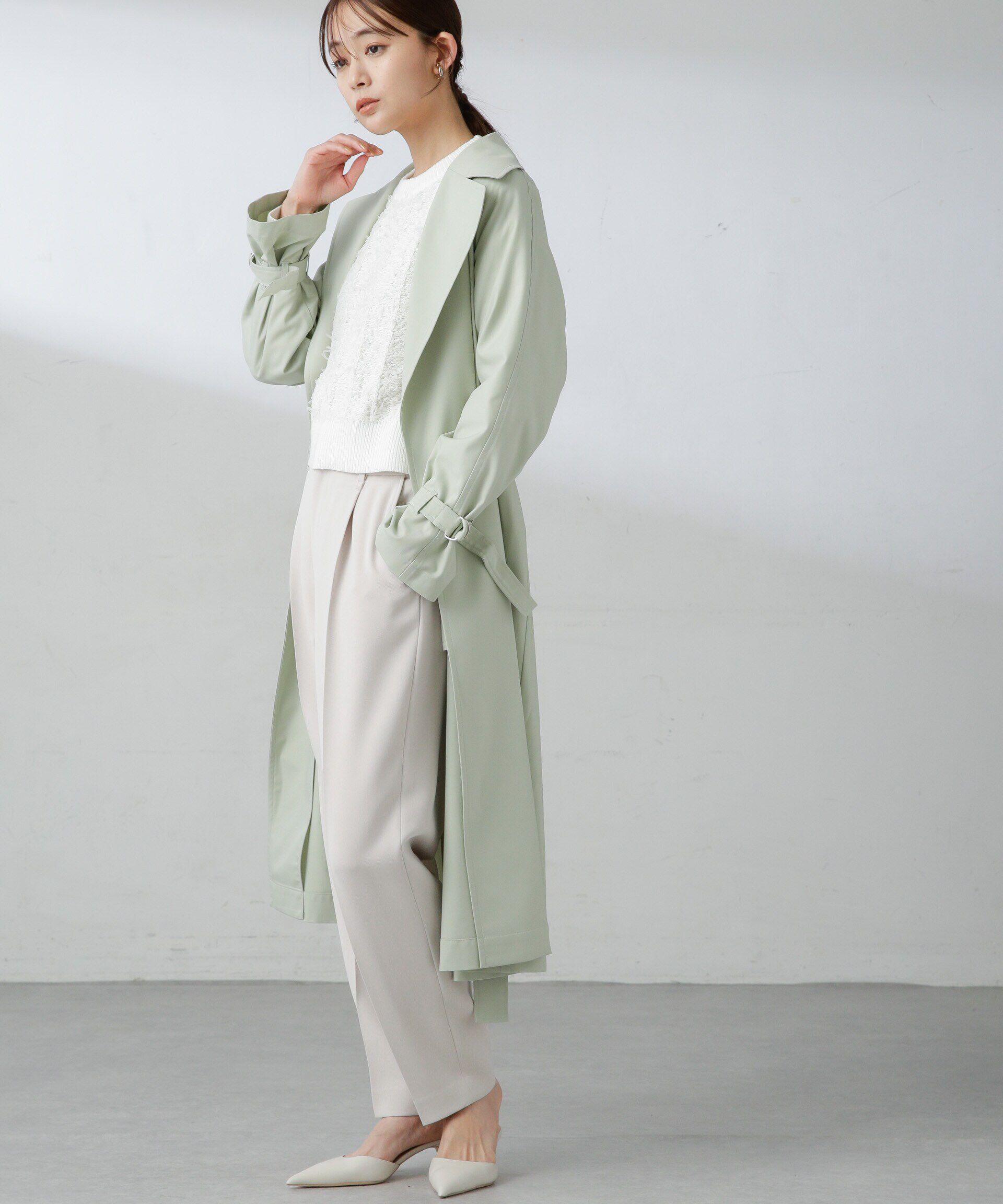 nano･universe「撥水撥油加工 ベルテッドカルゼコート」|トレンチコート|