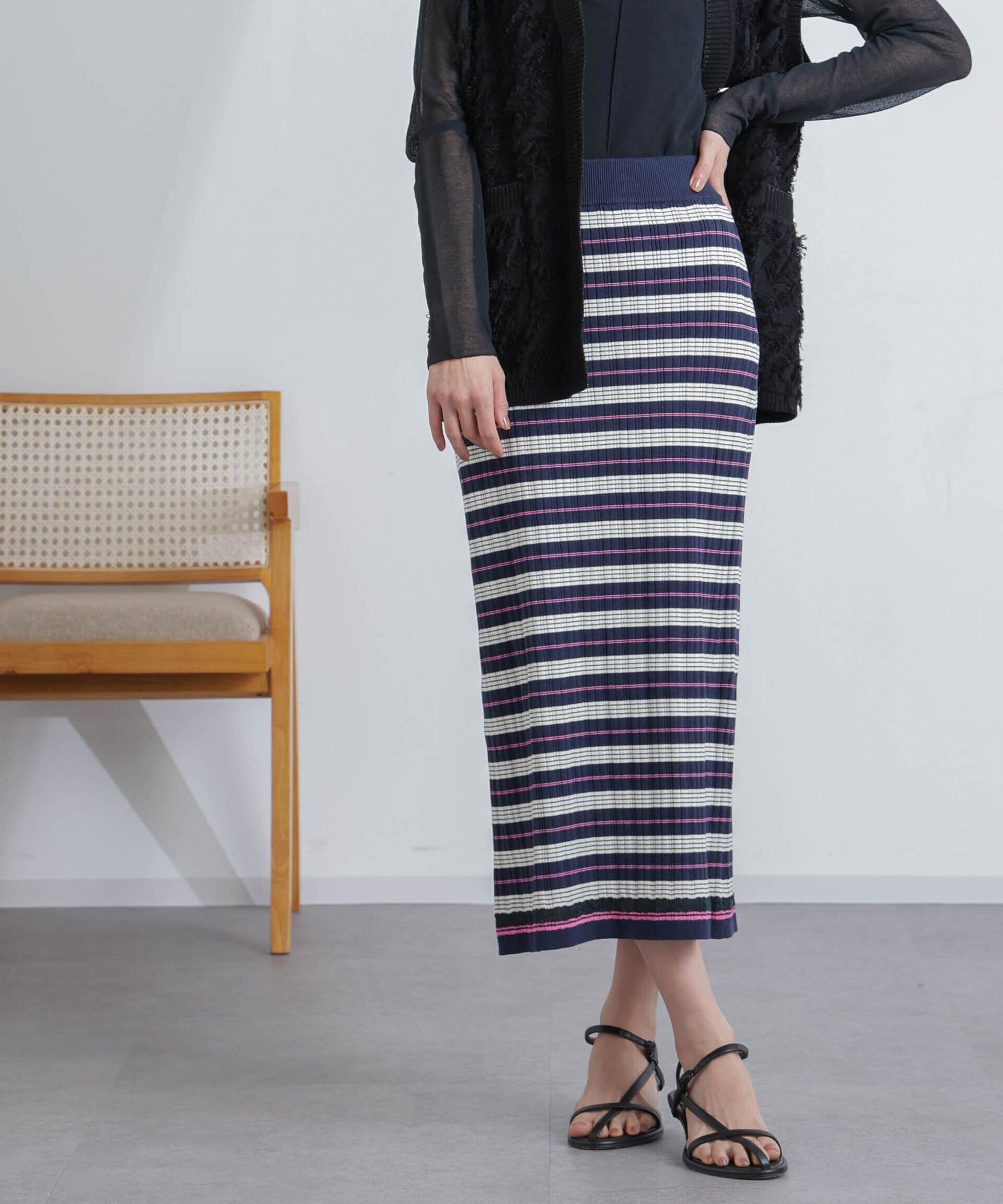 nano･universe「ランダムリブボーダースカート(セットアップ可)」|スカート|