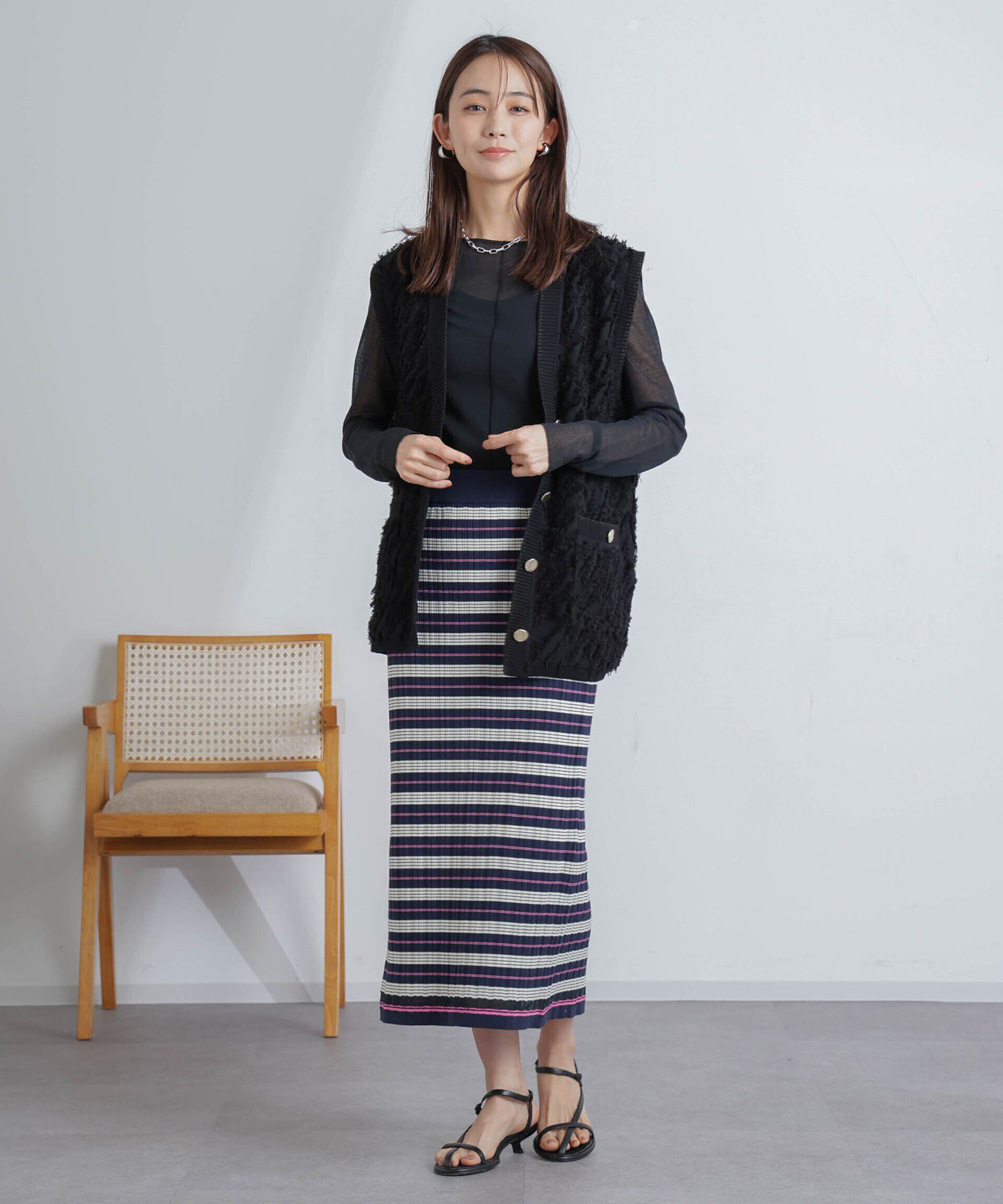 nano･universe「ランダムリブボーダースカート(セットアップ可)」|スカート|