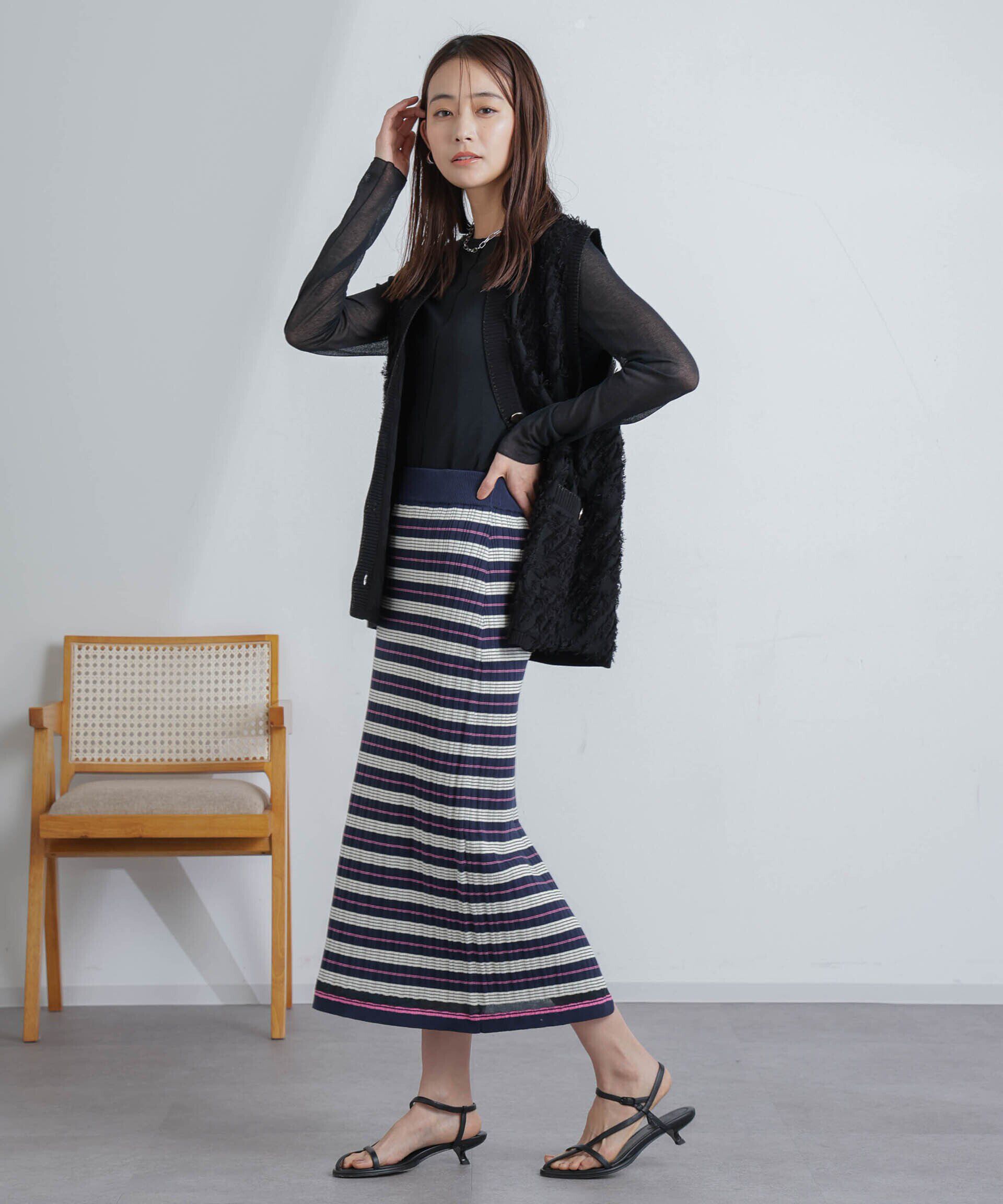 nano･universe「ランダムリブボーダースカート(セットアップ可)」|スカート|