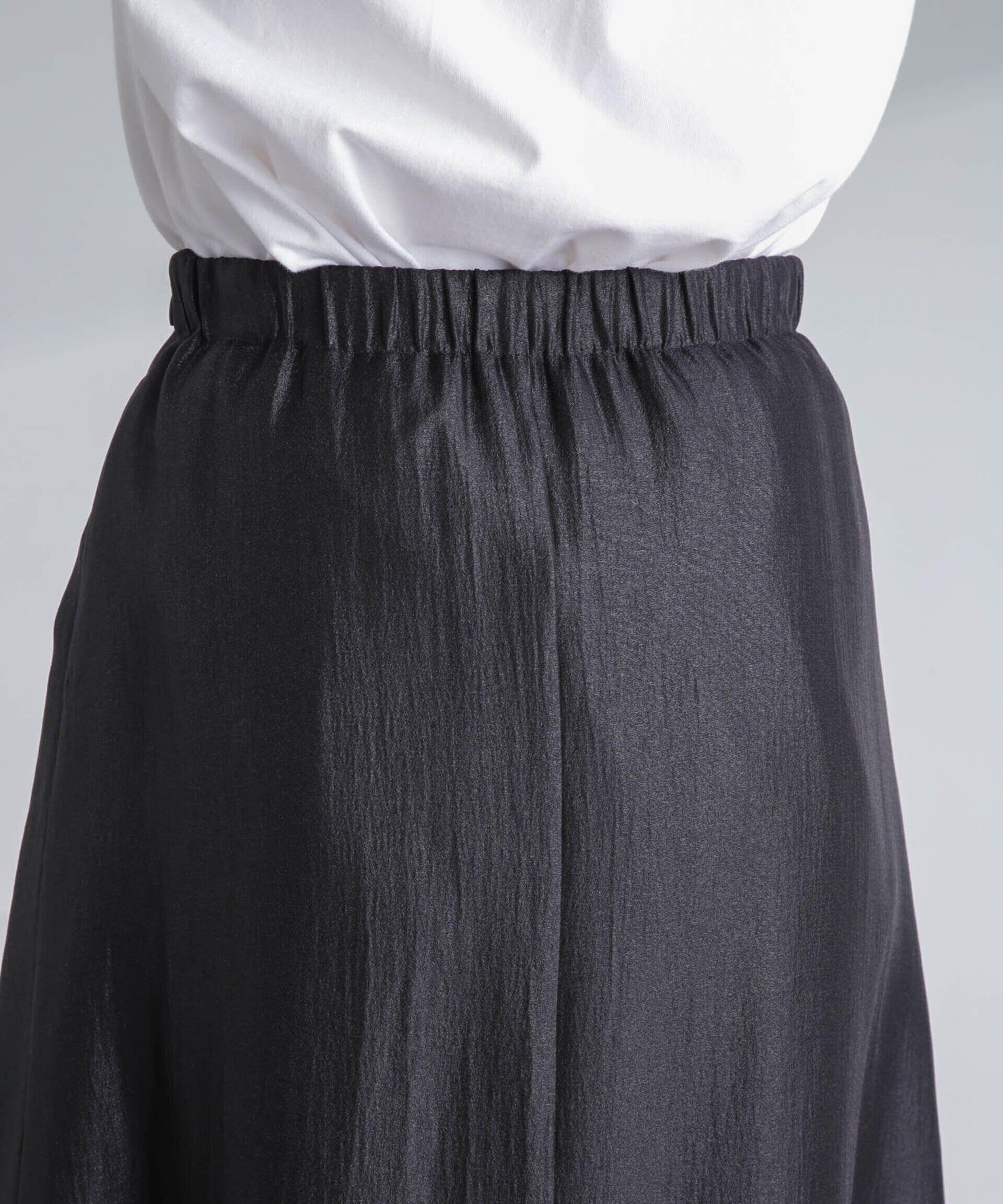 nano･universe「シャイニーサテンロングスカート」|スカート|