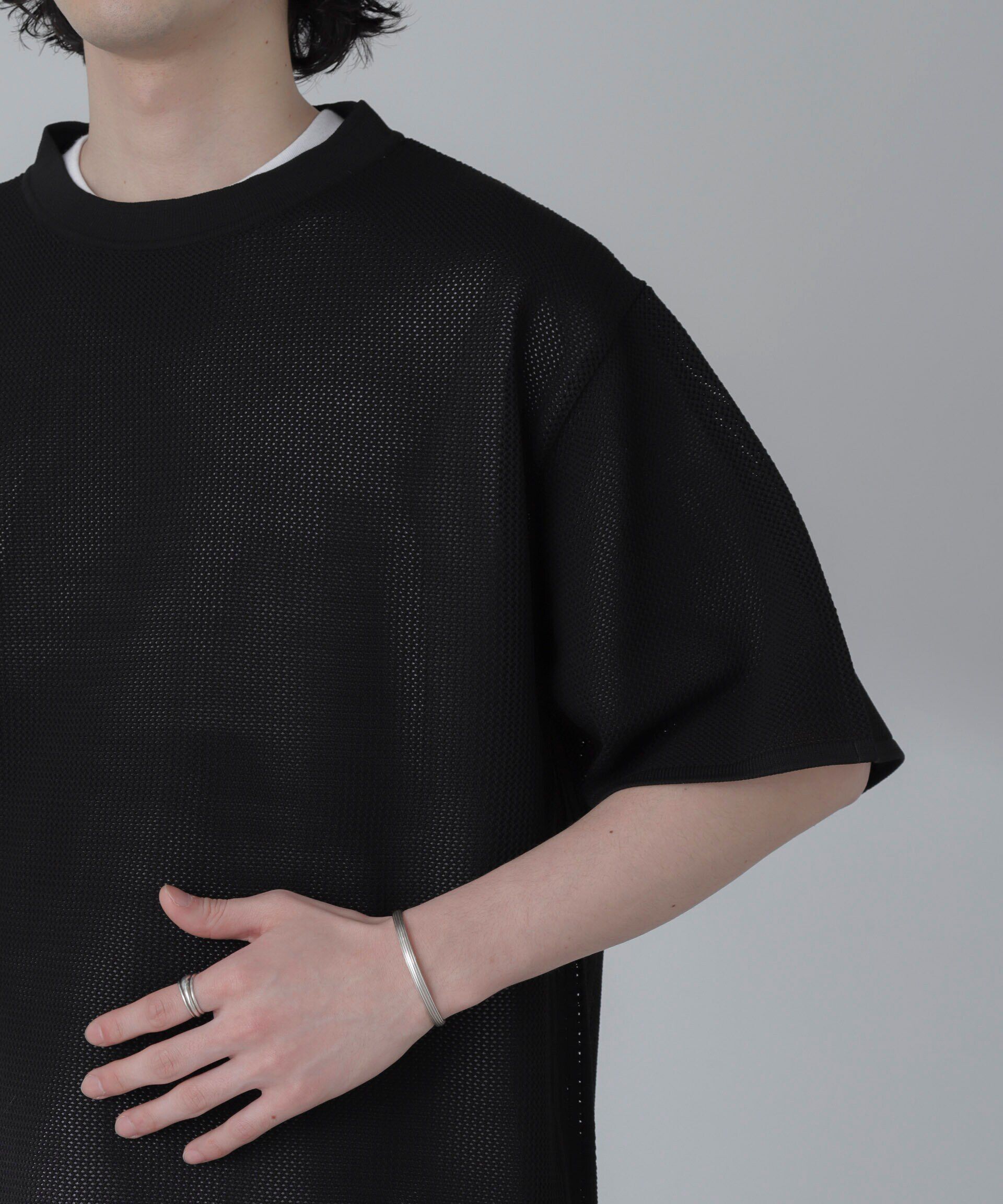 nano･universe「ポリメッシュリラックスクルーネックニットTシャツ」|ニット・セーター|