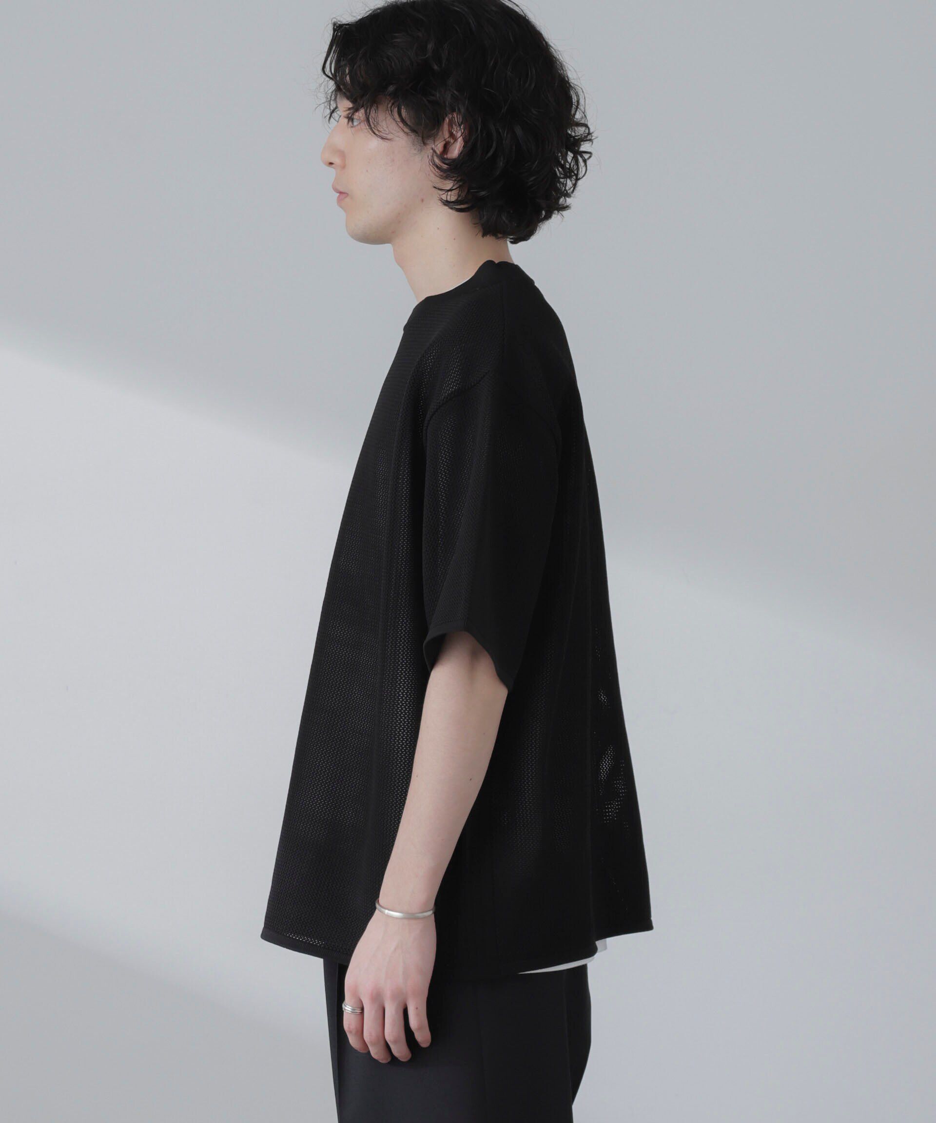nano･universe「ポリメッシュリラックスクルーネックニットTシャツ」|ニット・セーター|