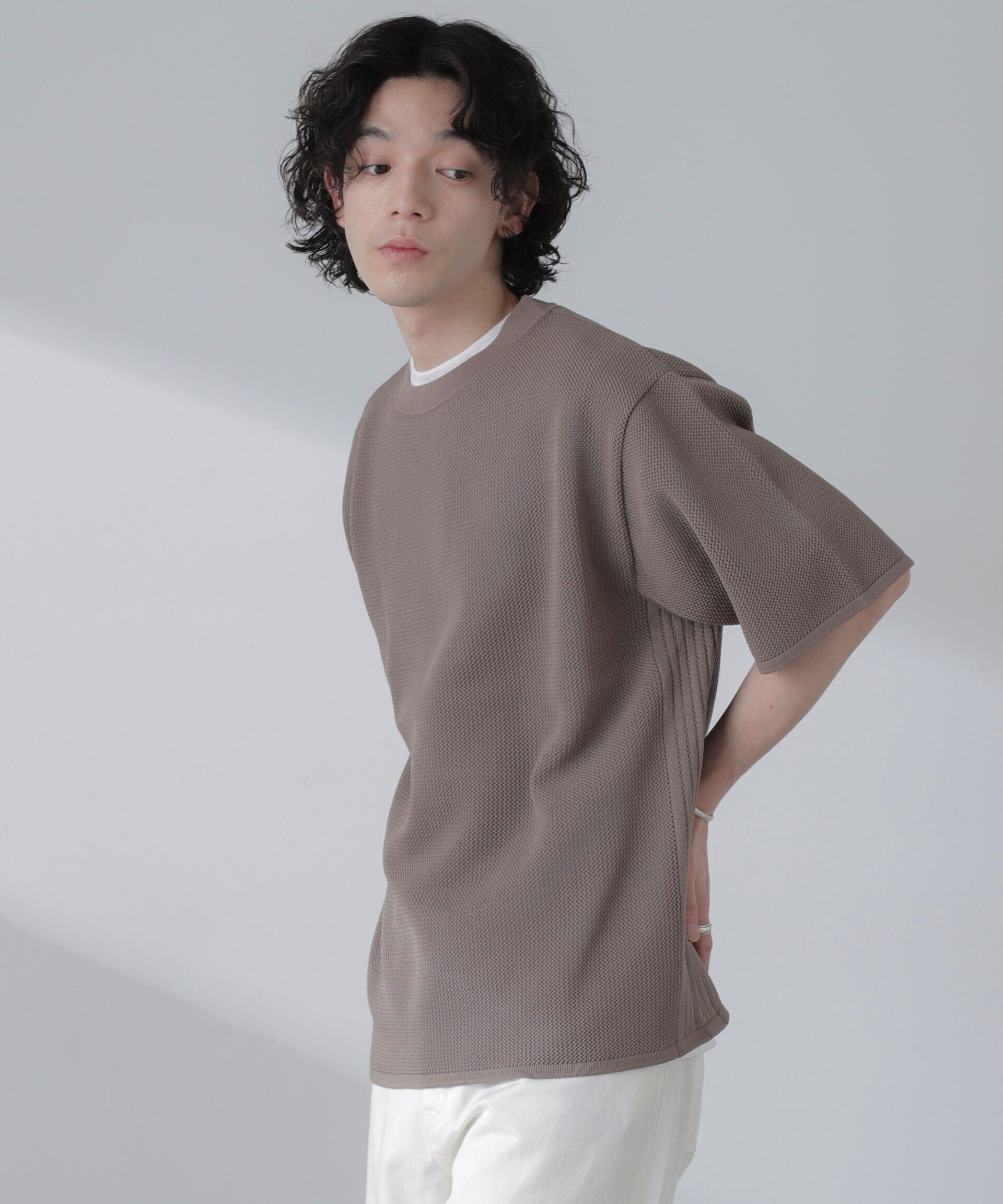 nano･universe「ポリメッシュリラックスクルーネックニットTシャツ」|ニット・セーター|