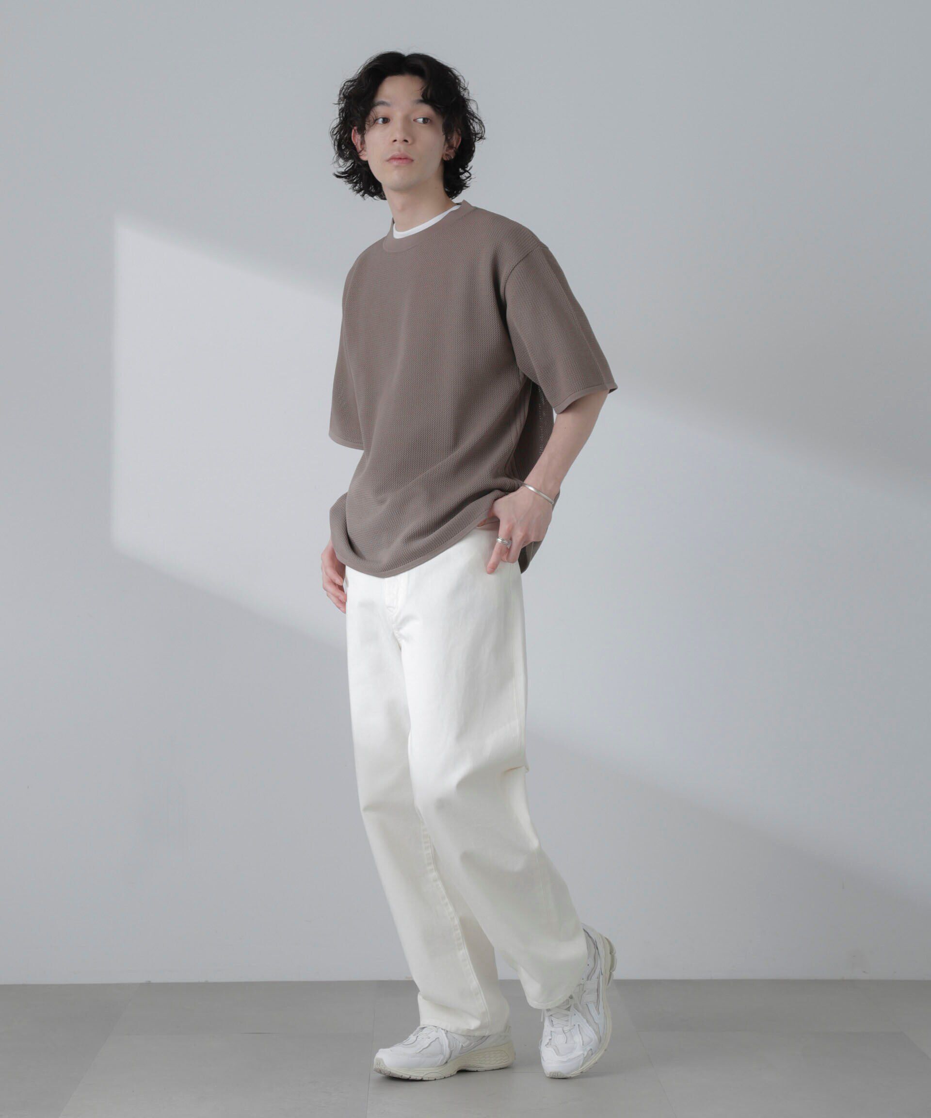 nano･universe「ポリメッシュリラックスクルーネックニットTシャツ」|ニット・セーター|