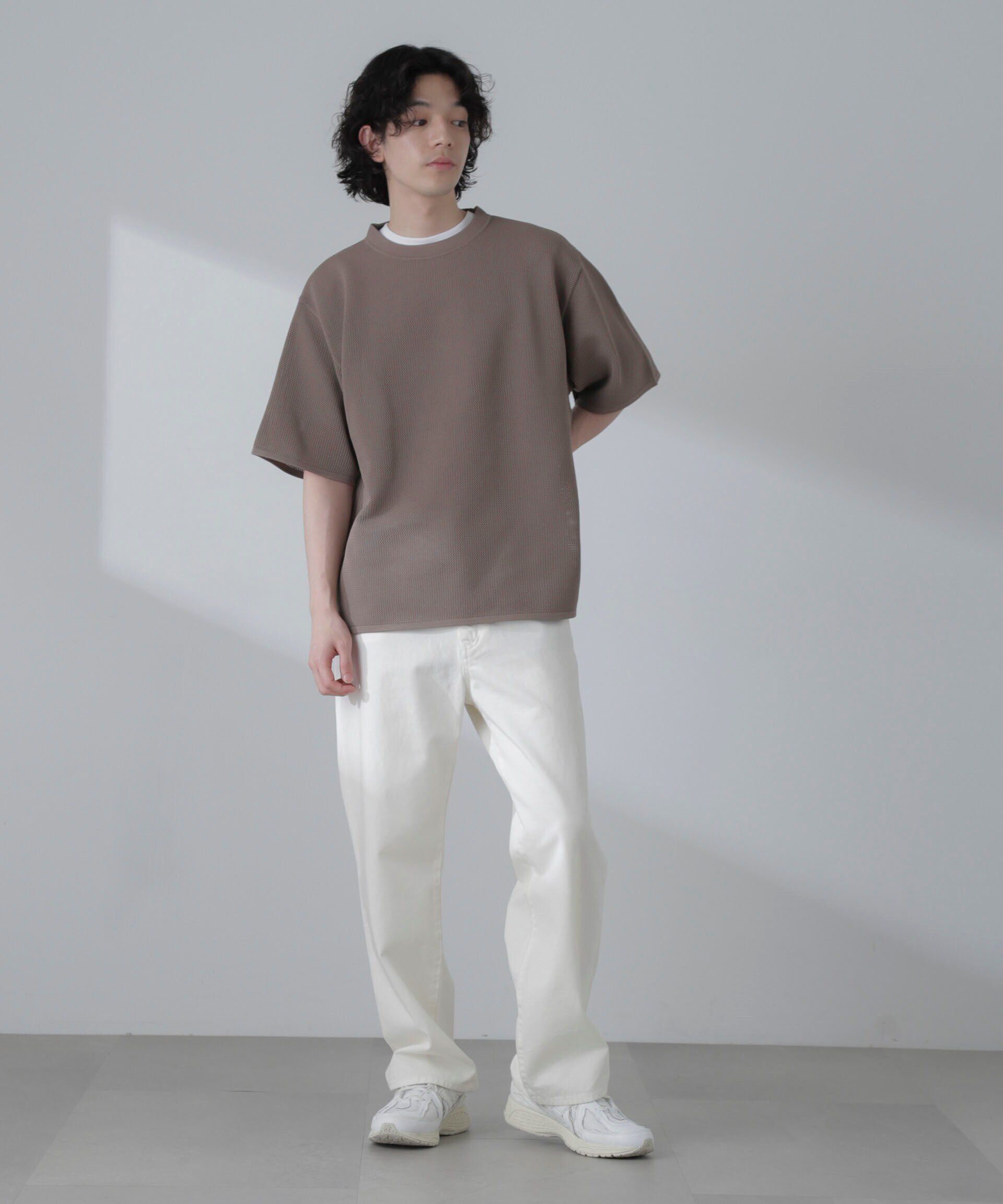 nano･universe「ポリメッシュリラックスクルーネックニットTシャツ」|ニット・セーター|