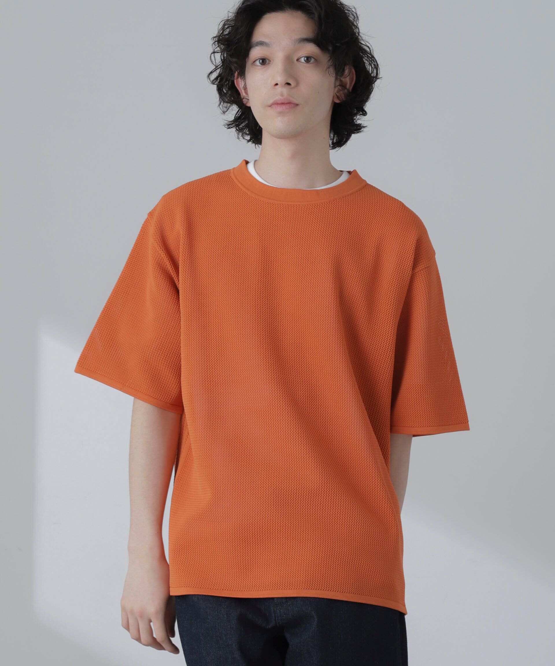 nano･universe「ポリメッシュリラックスクルーネックニットTシャツ」|ニット・セーター|
