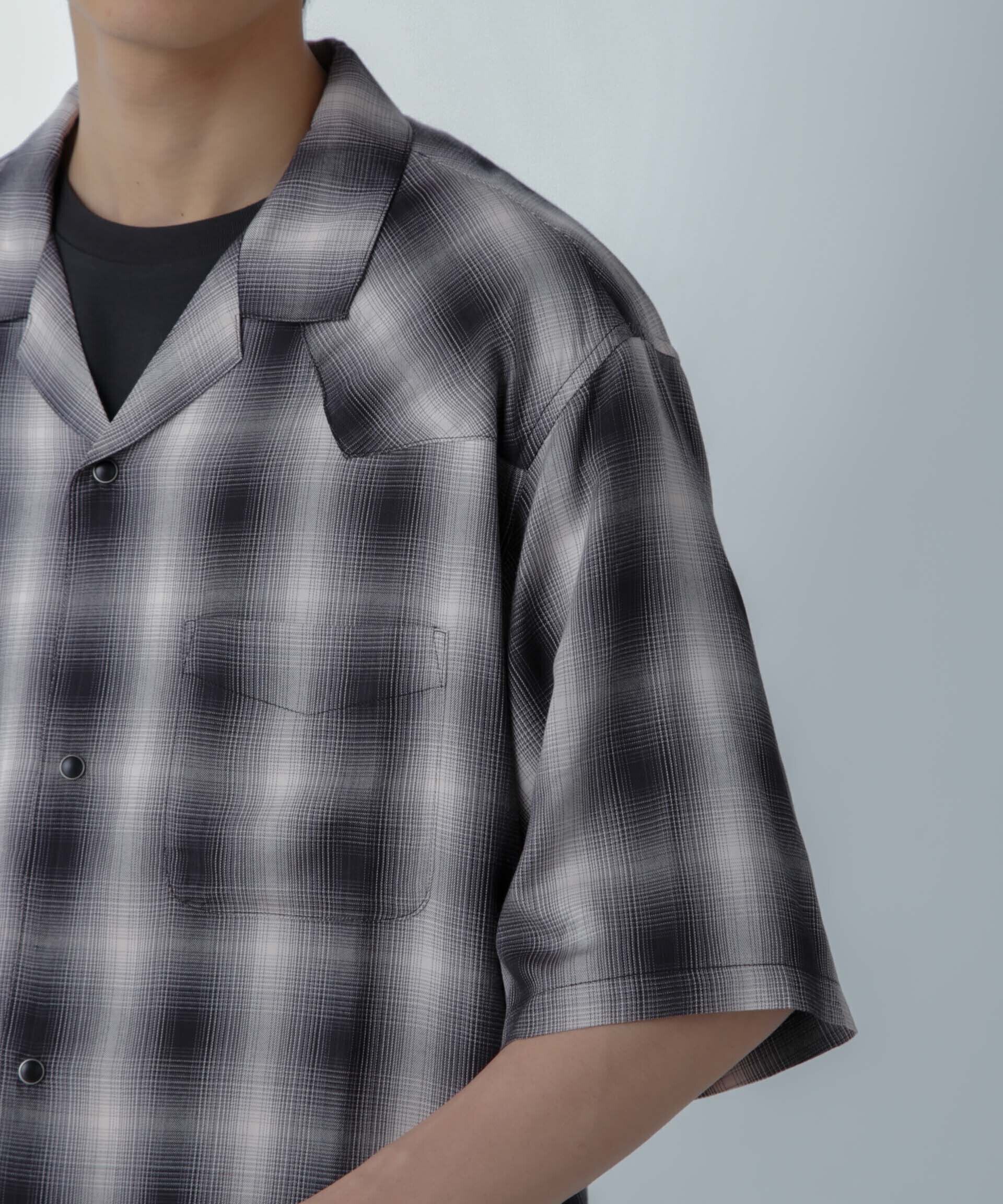 nano･universe「レーヨンオンブレチェックシャツ 半袖」|シャツ・ブラウス|