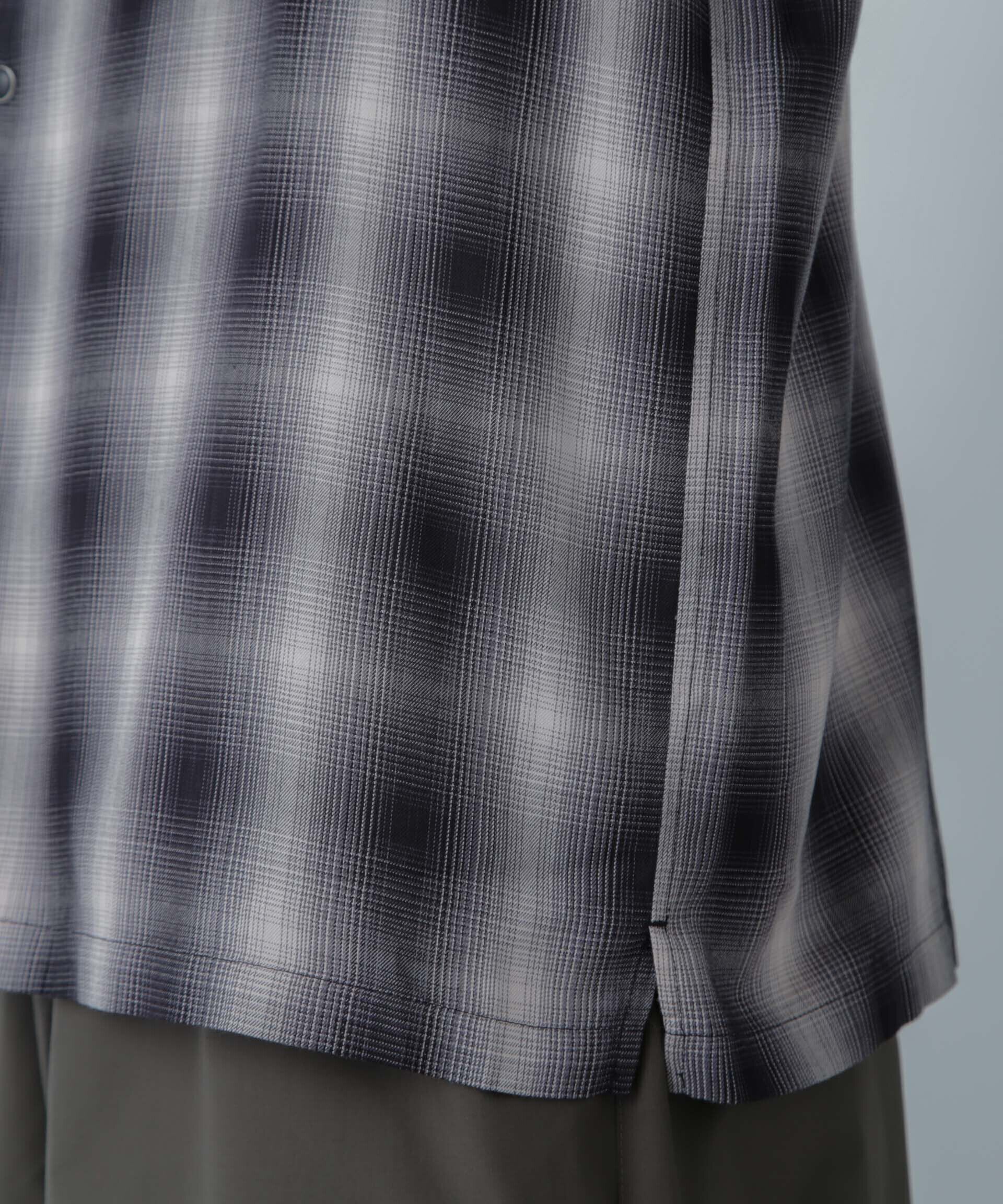 nano･universe「レーヨンオンブレチェックシャツ 半袖」|シャツ・ブラウス|