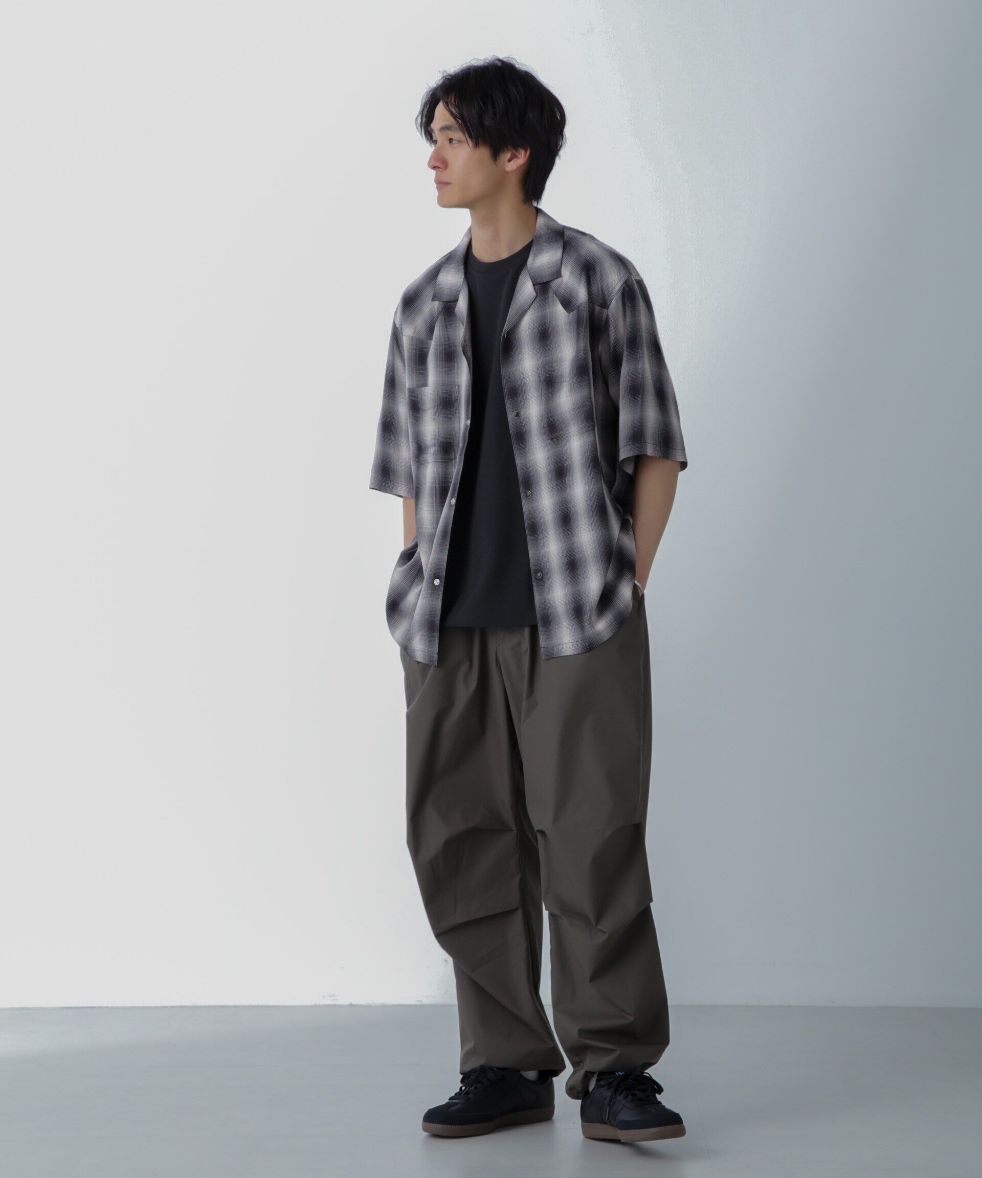 nano･universe「レーヨンオンブレチェックシャツ 半袖」|シャツ・ブラウス|