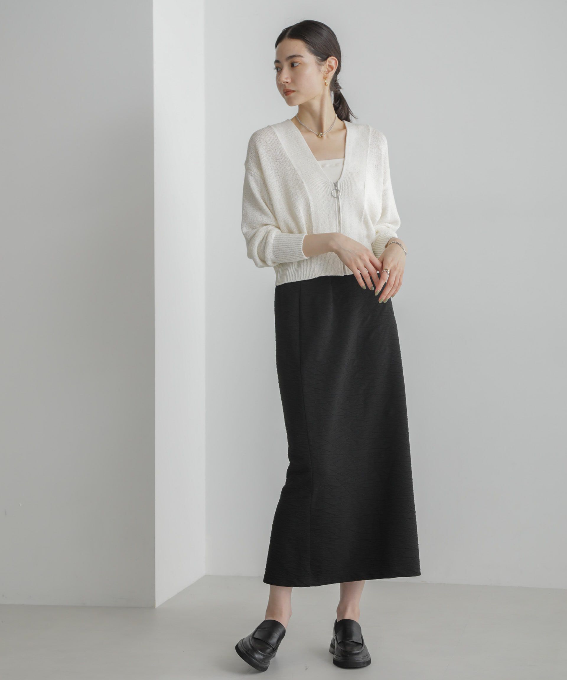 nano･universe「フクレジャガードカットナロースカート(セットアップ可)」|スカート|