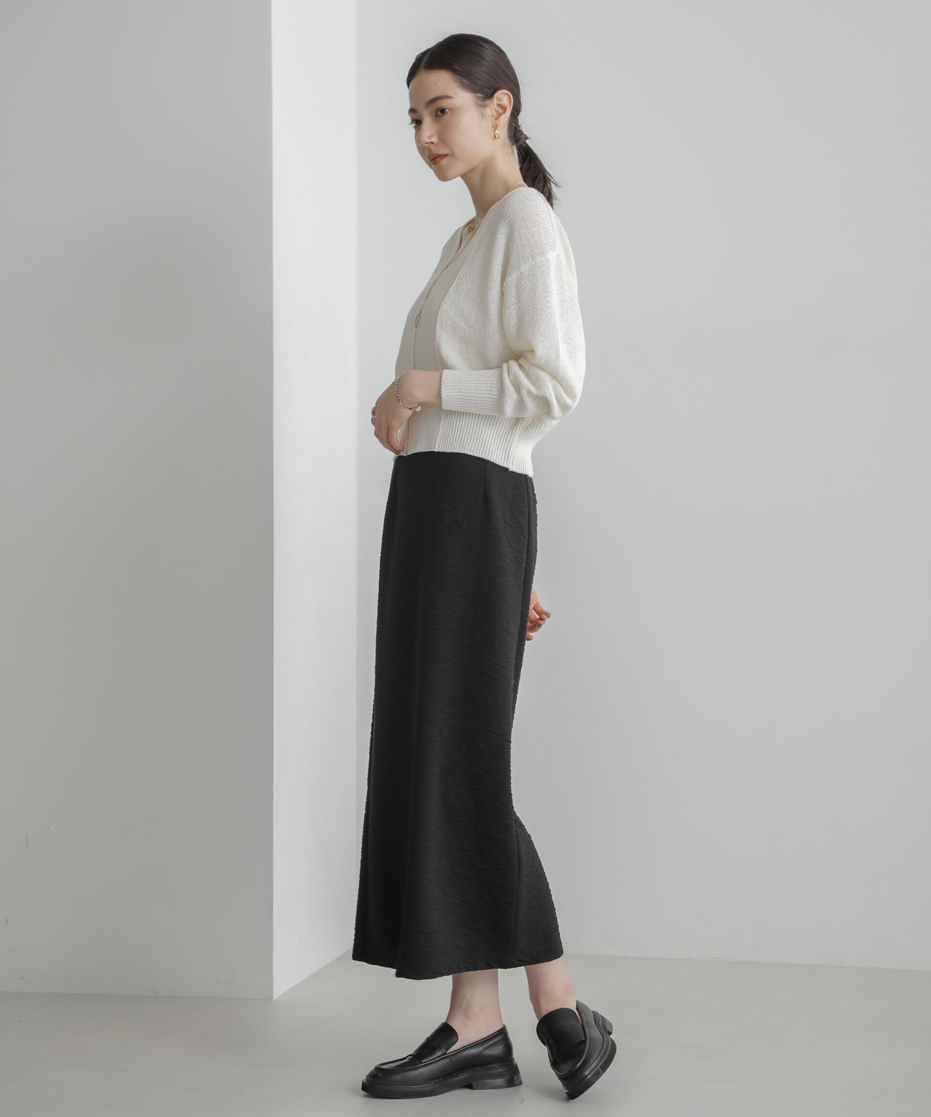 nano･universe「フクレジャガードカットナロースカート(セットアップ可)」|スカート|
