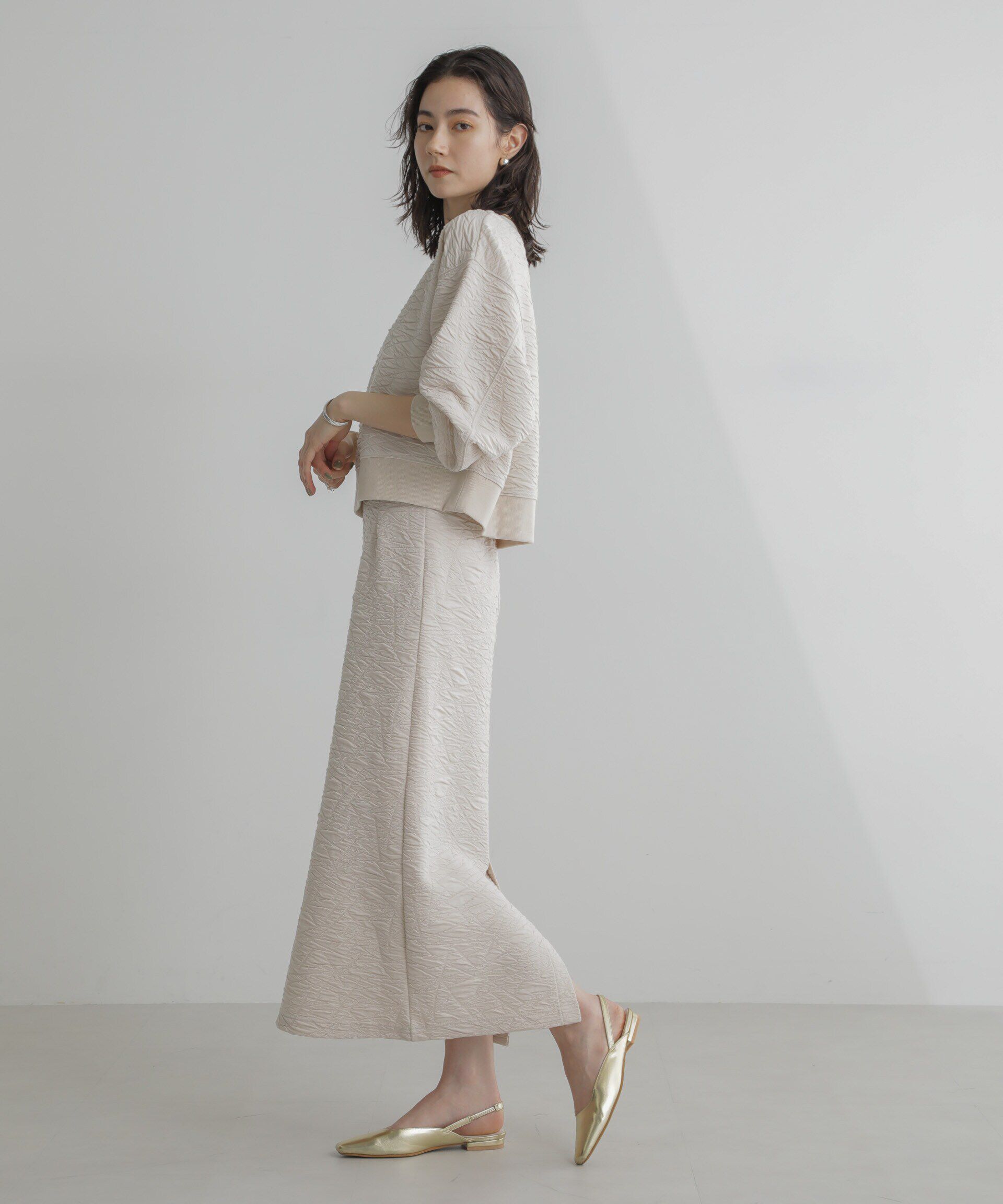 nano･universe「フクレジャガードカットナロースカート(セットアップ可)」|スカート|