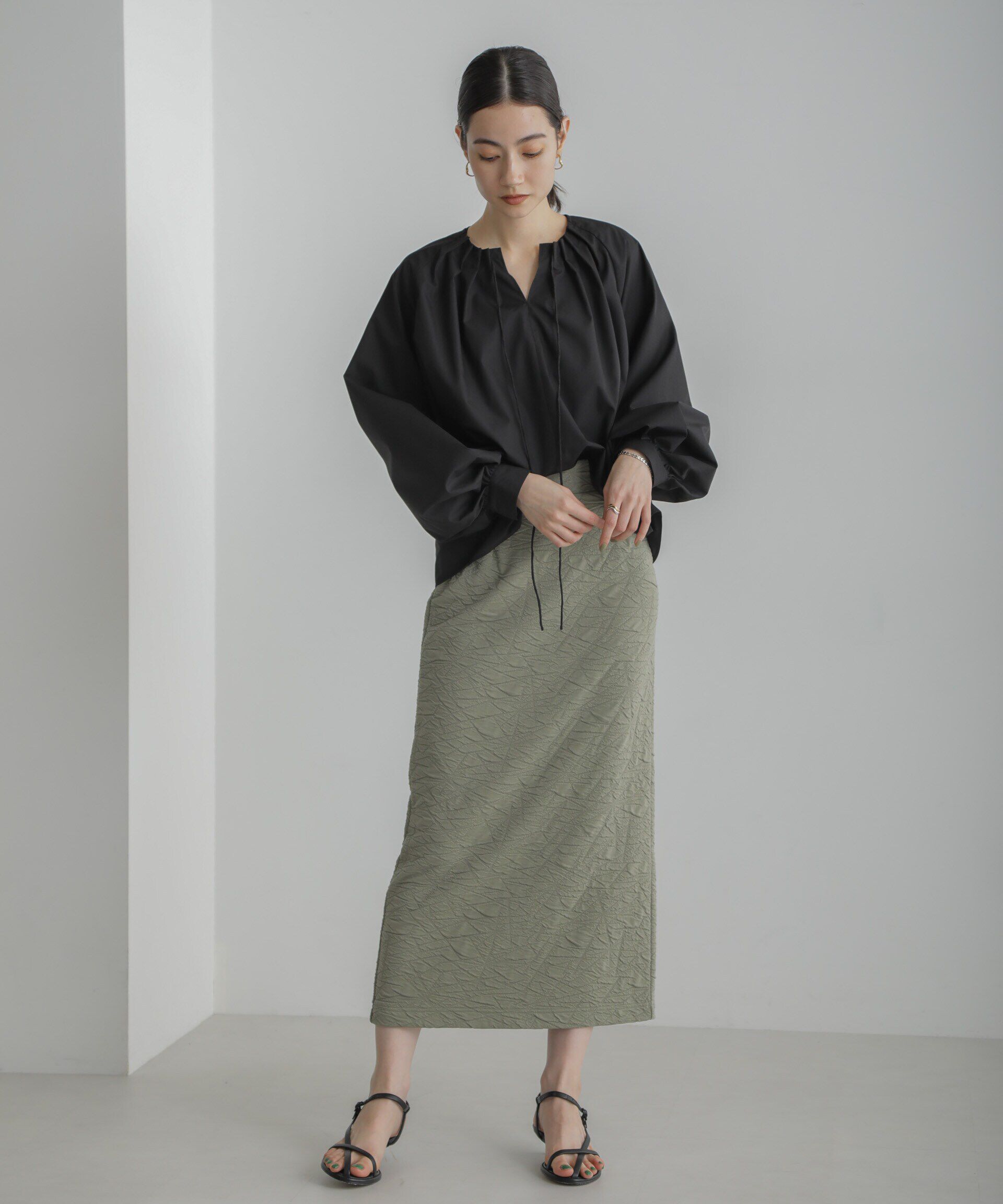 nano･universe「フクレジャガードカットナロースカート(セットアップ可)」|スカート|