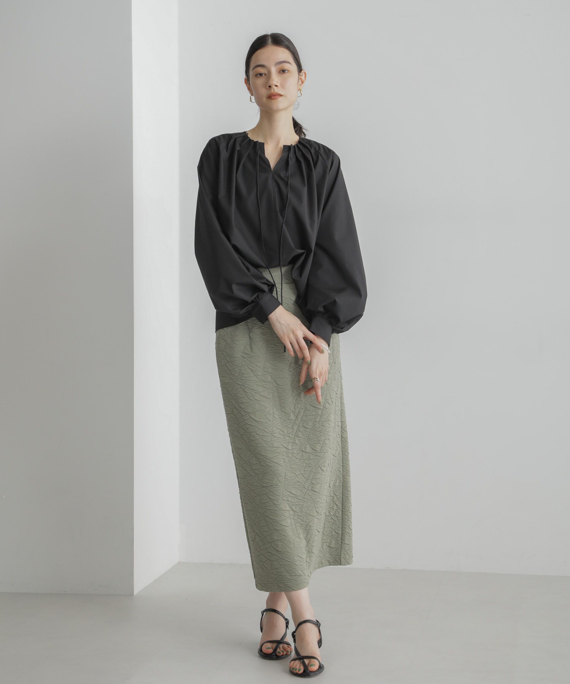 nano･universe「フクレジャガードカットナロースカート(セットアップ可)」|スカート|