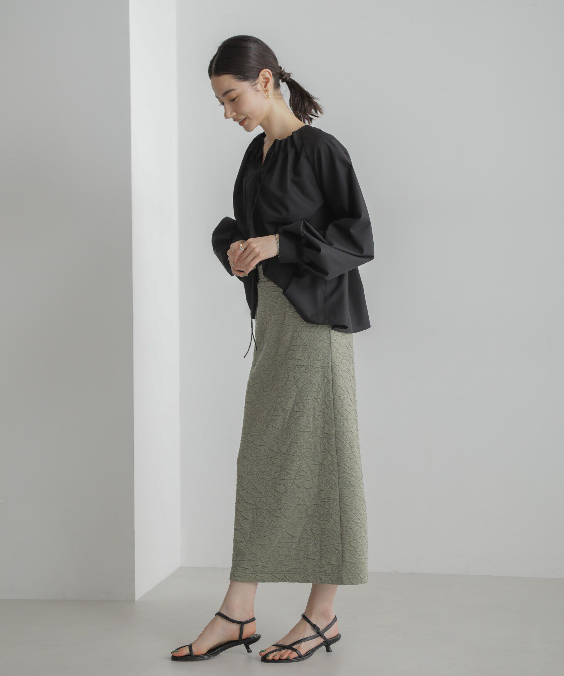 nano･universe「フクレジャガードカットナロースカート(セットアップ可)」|スカート|