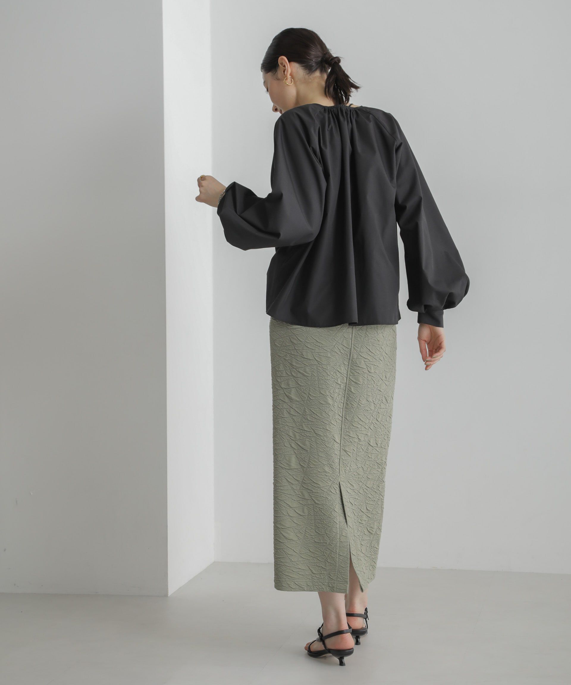 nano･universe「フクレジャガードカットナロースカート(セットアップ可)」|スカート|