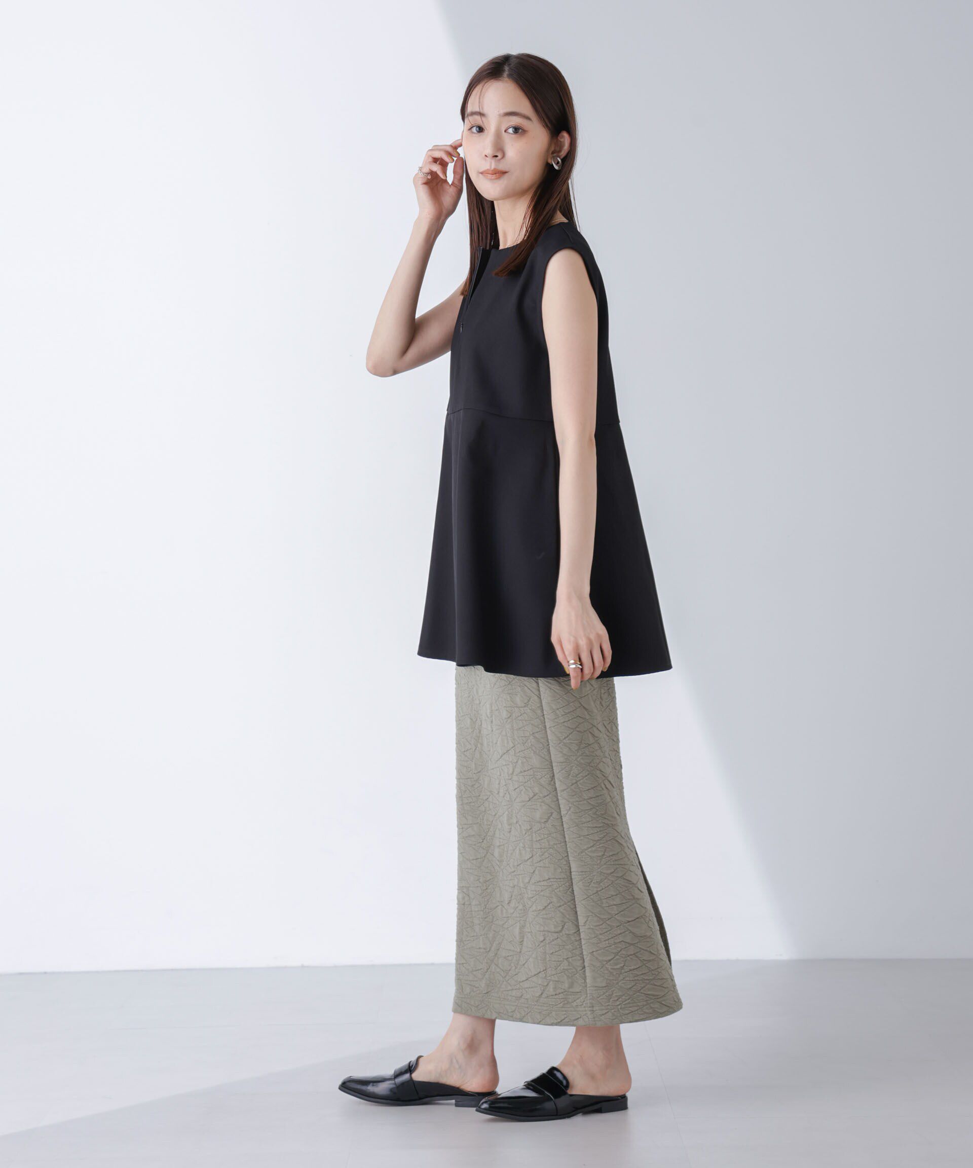 nano･universe「フクレジャガードカットナロースカート(セットアップ可)」|スカート|