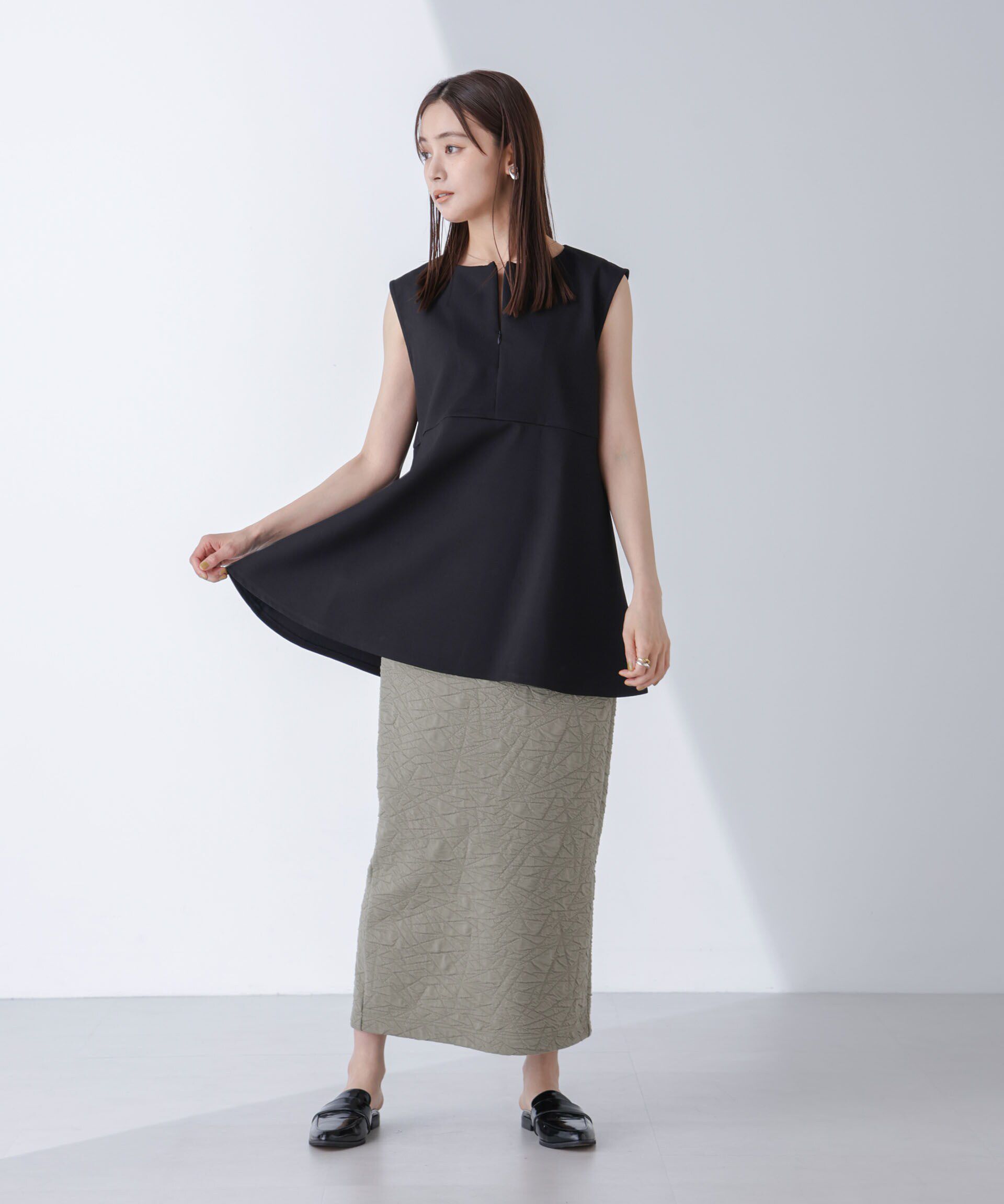 nano･universe「フクレジャガードカットナロースカート(セットアップ可)」|スカート|