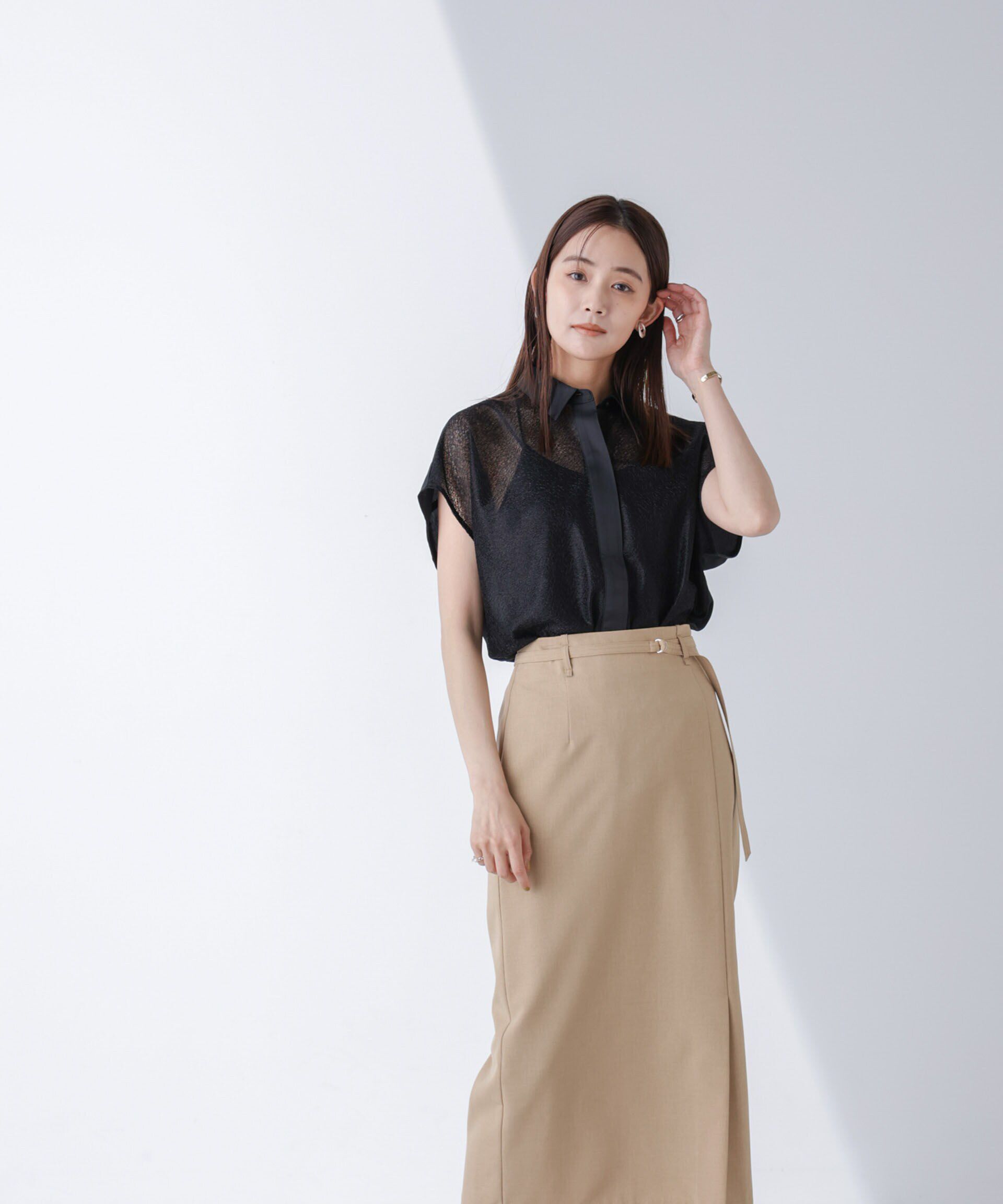 nano･universe「フロントレースシャツ」|シャツ・ブラウス|