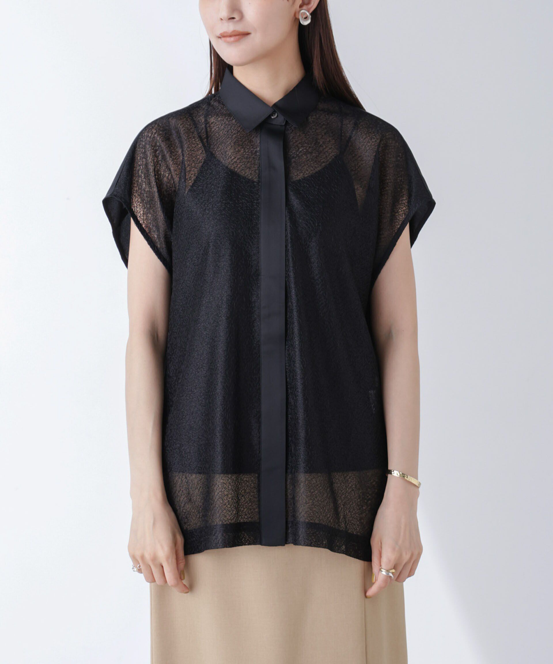 nano･universe「フロントレースシャツ」|シャツ・ブラウス|