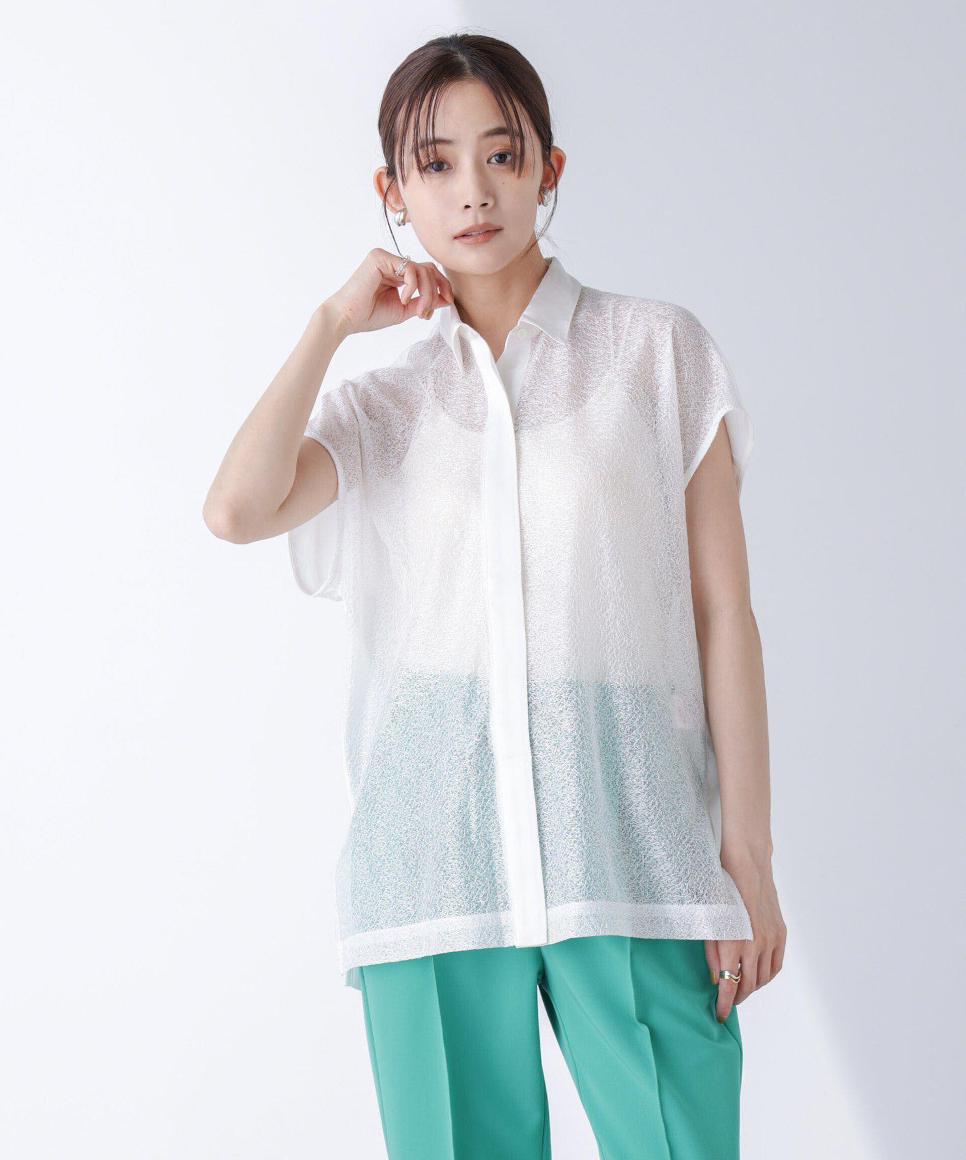 nano･universe「フロントレースシャツ」|シャツ・ブラウス|