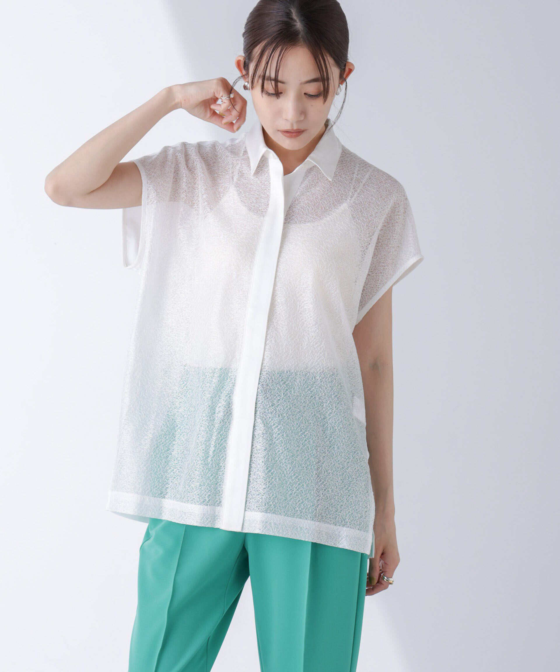 nano･universe「フロントレースシャツ」|シャツ・ブラウス|