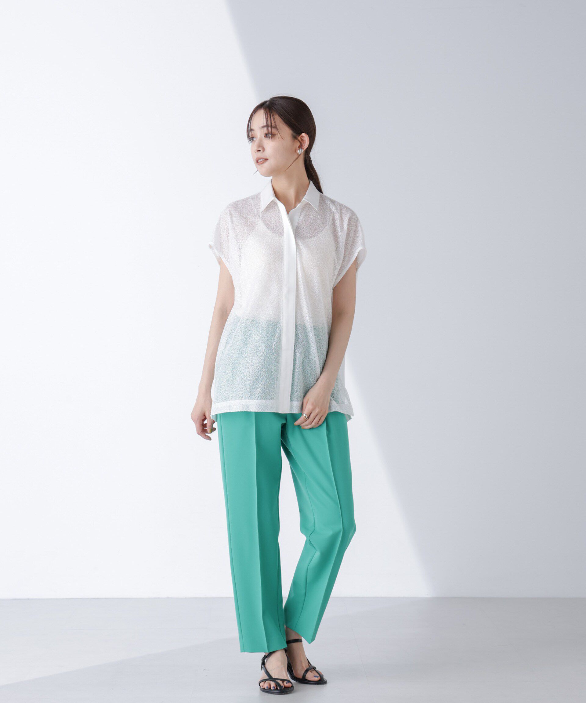 nano･universe「フロントレースシャツ」|シャツ・ブラウス|