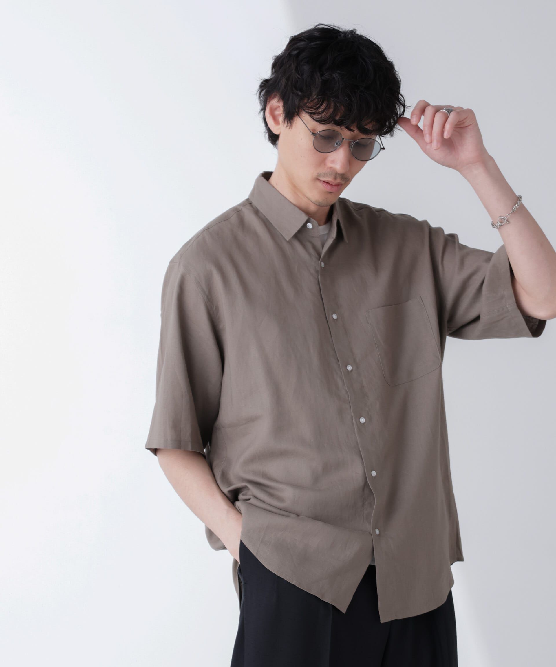 nano･universe「アンチスメルリネンシャツ 半袖」|シャツ・ブラウス|