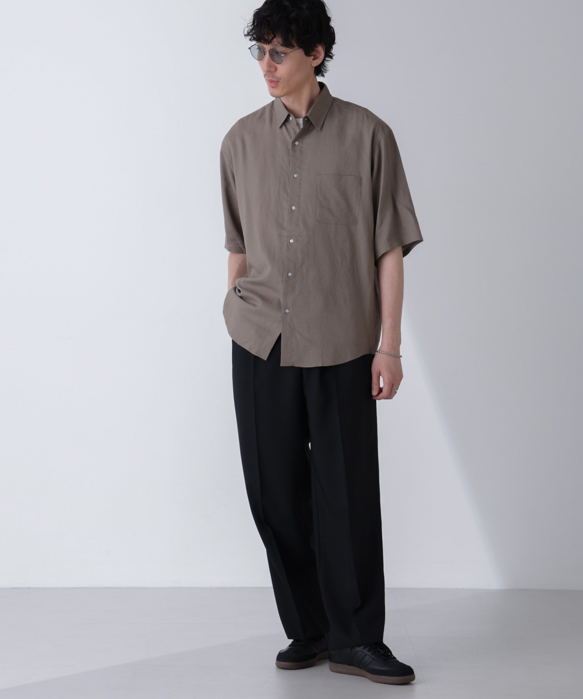 nano･universe「アンチスメルリネンシャツ 半袖」|シャツ・ブラウス|