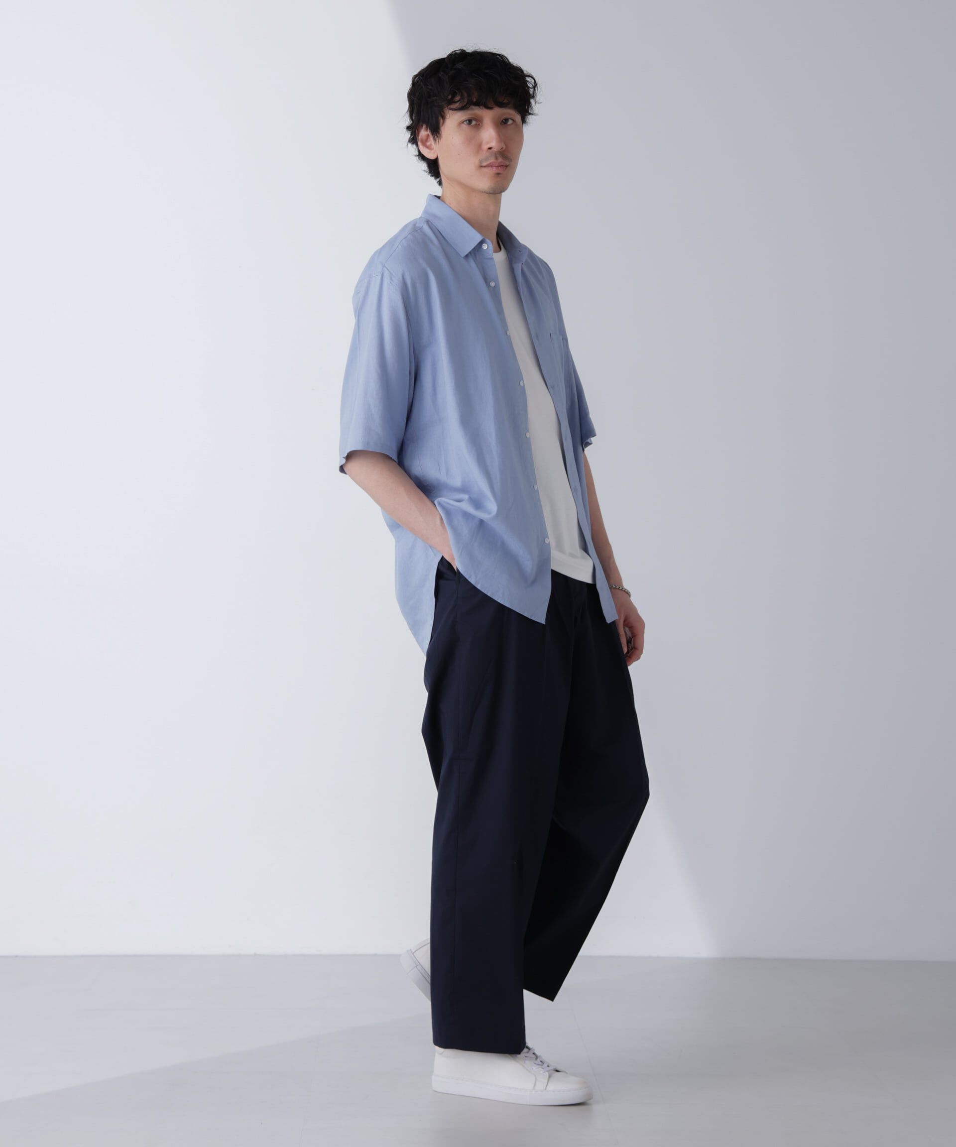 nano･universe「アンチスメルリネンシャツ 半袖」|シャツ・ブラウス|