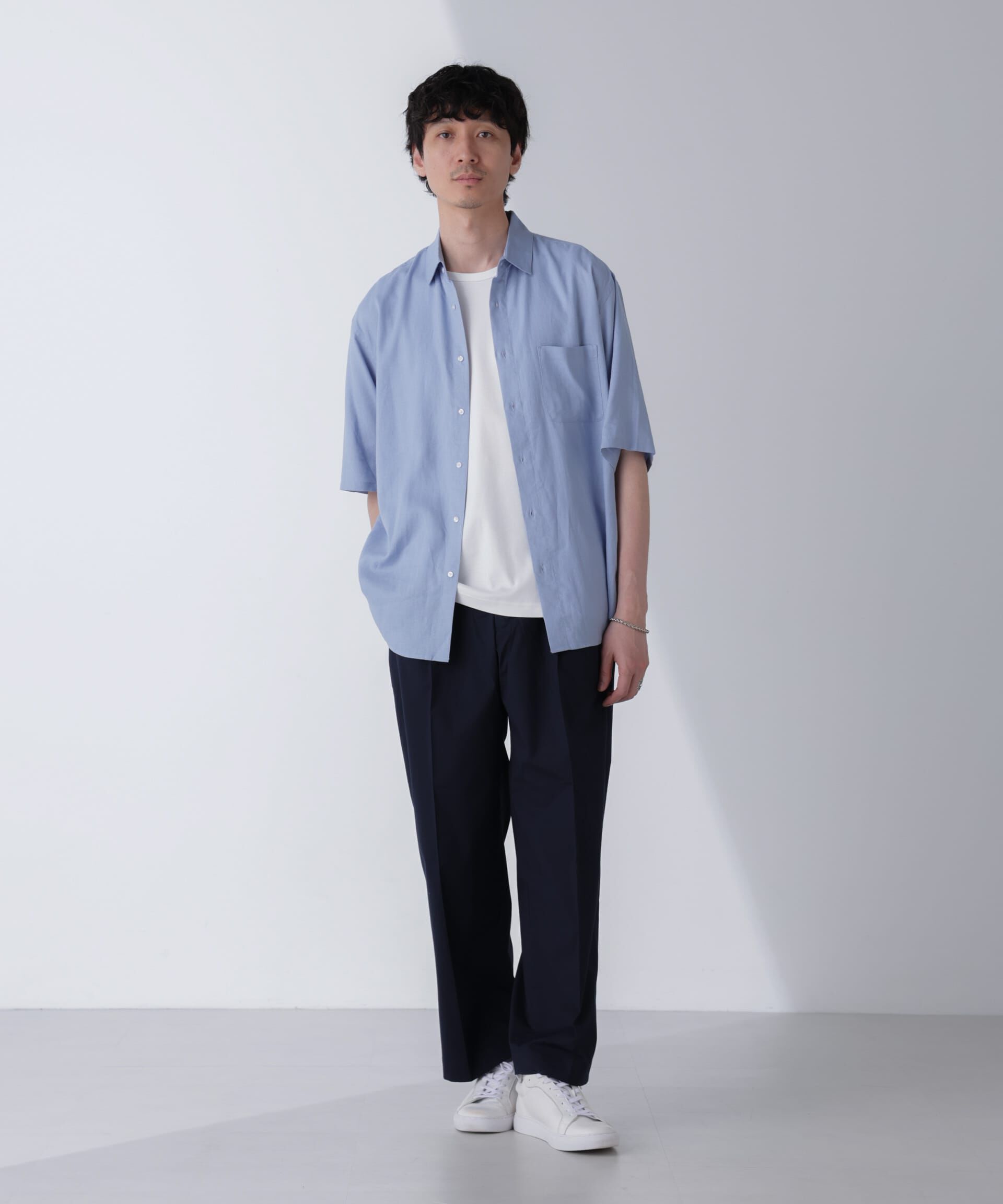 nano･universe「アンチスメルリネンシャツ 半袖」|シャツ・ブラウス|