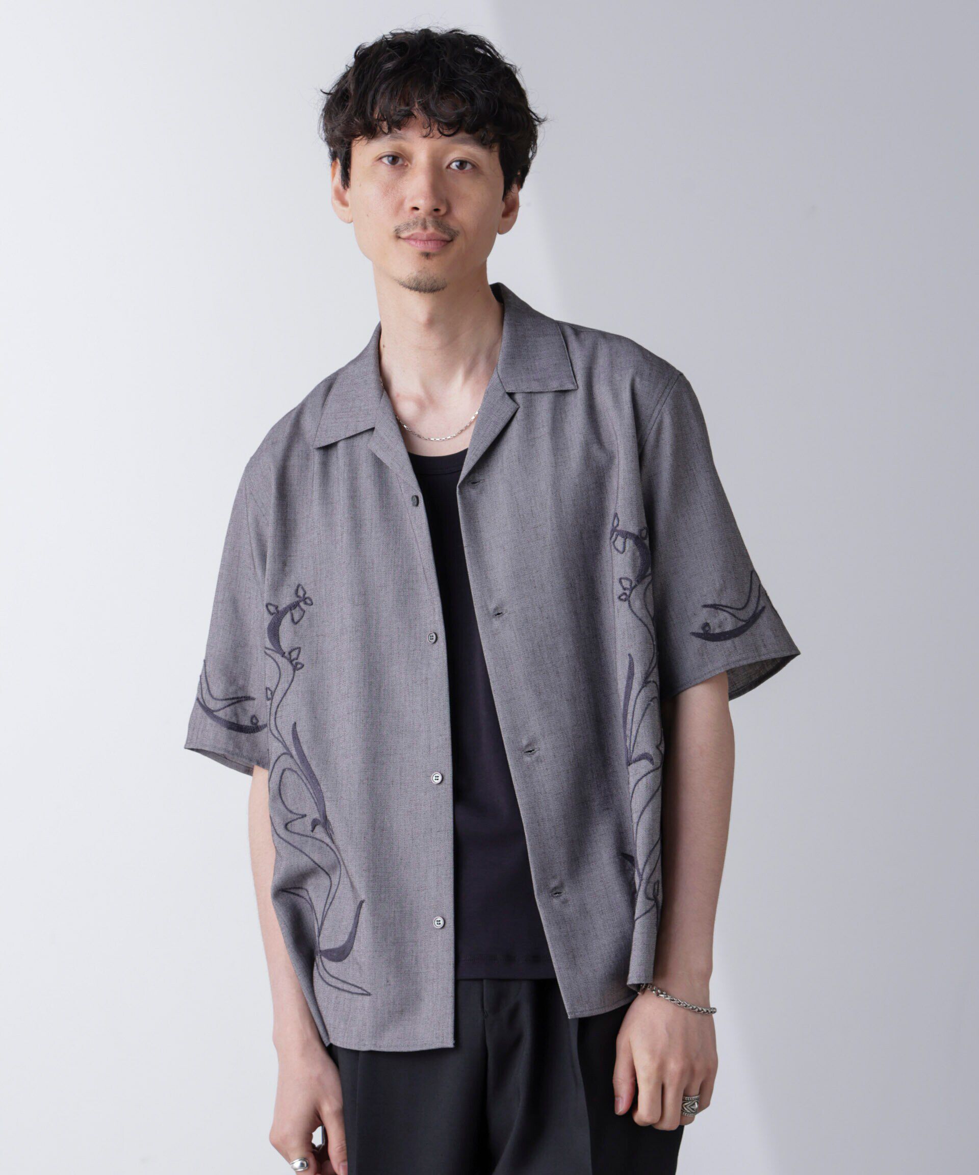 nano･universe「チェーン刺繍オープンカラーシャツ」|シャツ・ブラウス|