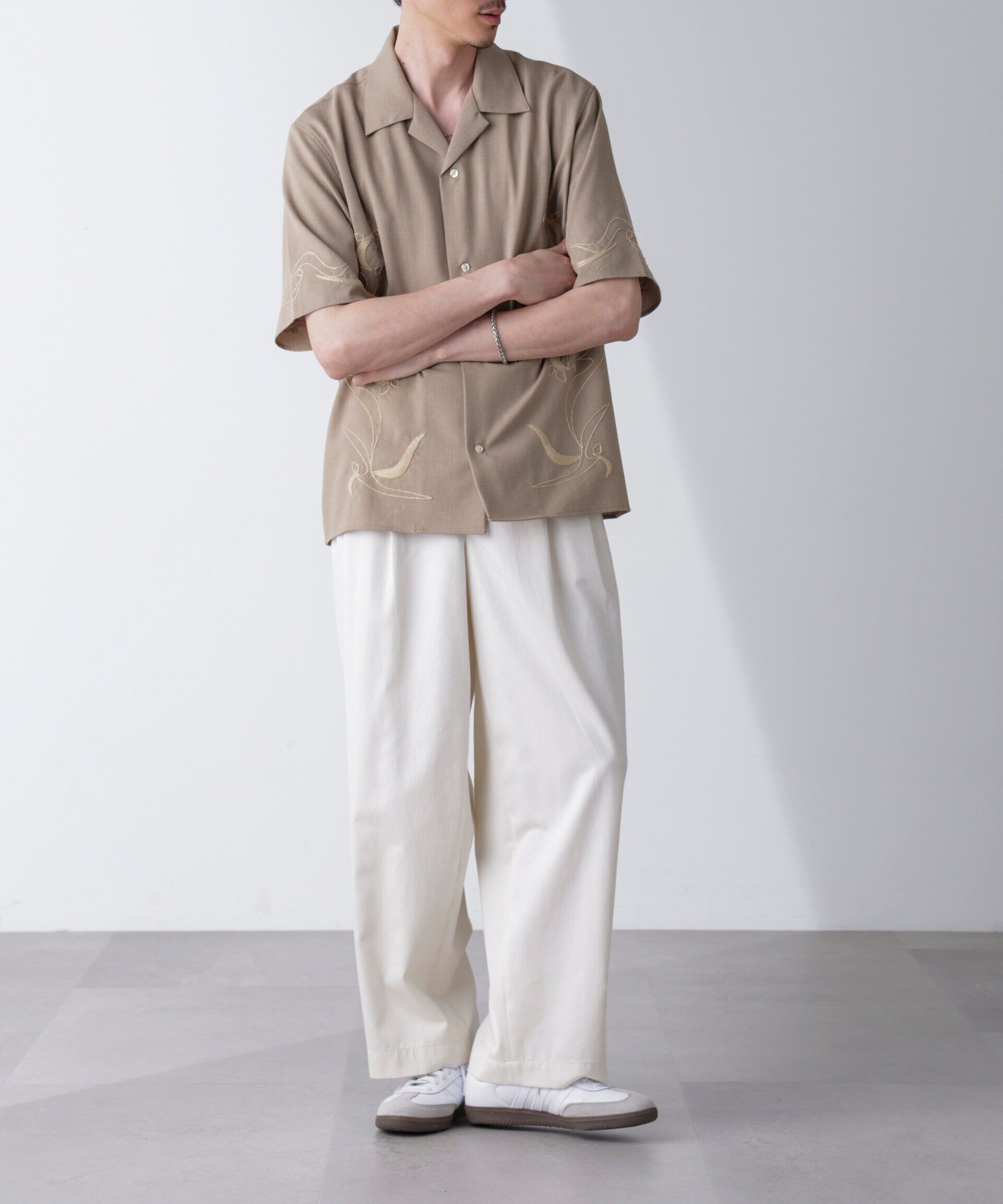 nano･universe「チェーン刺繍オープンカラーシャツ」|シャツ・ブラウス|