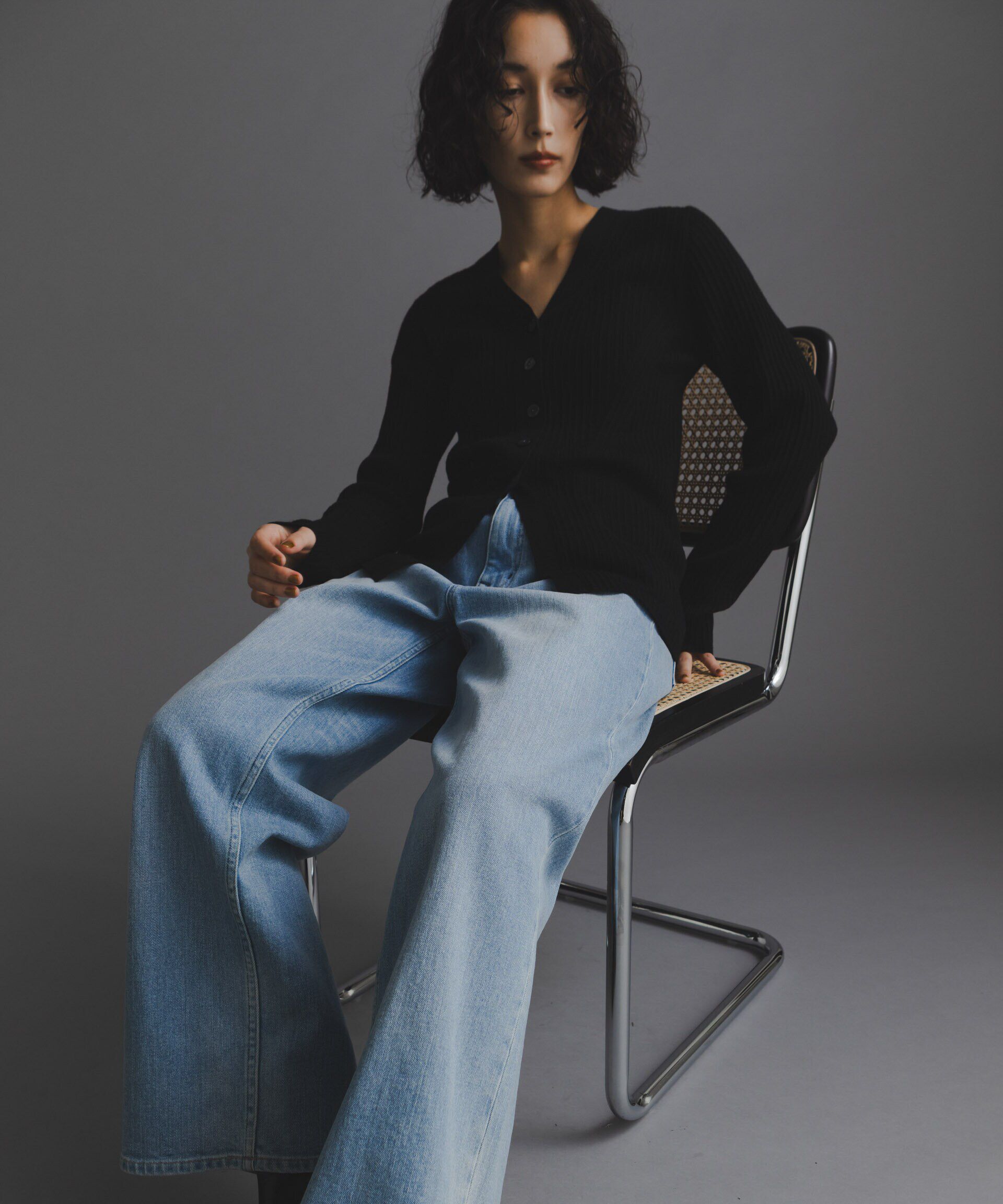 nano･universe「毛玉レスニットVネックリブカーディガン」|ニット・セーター|