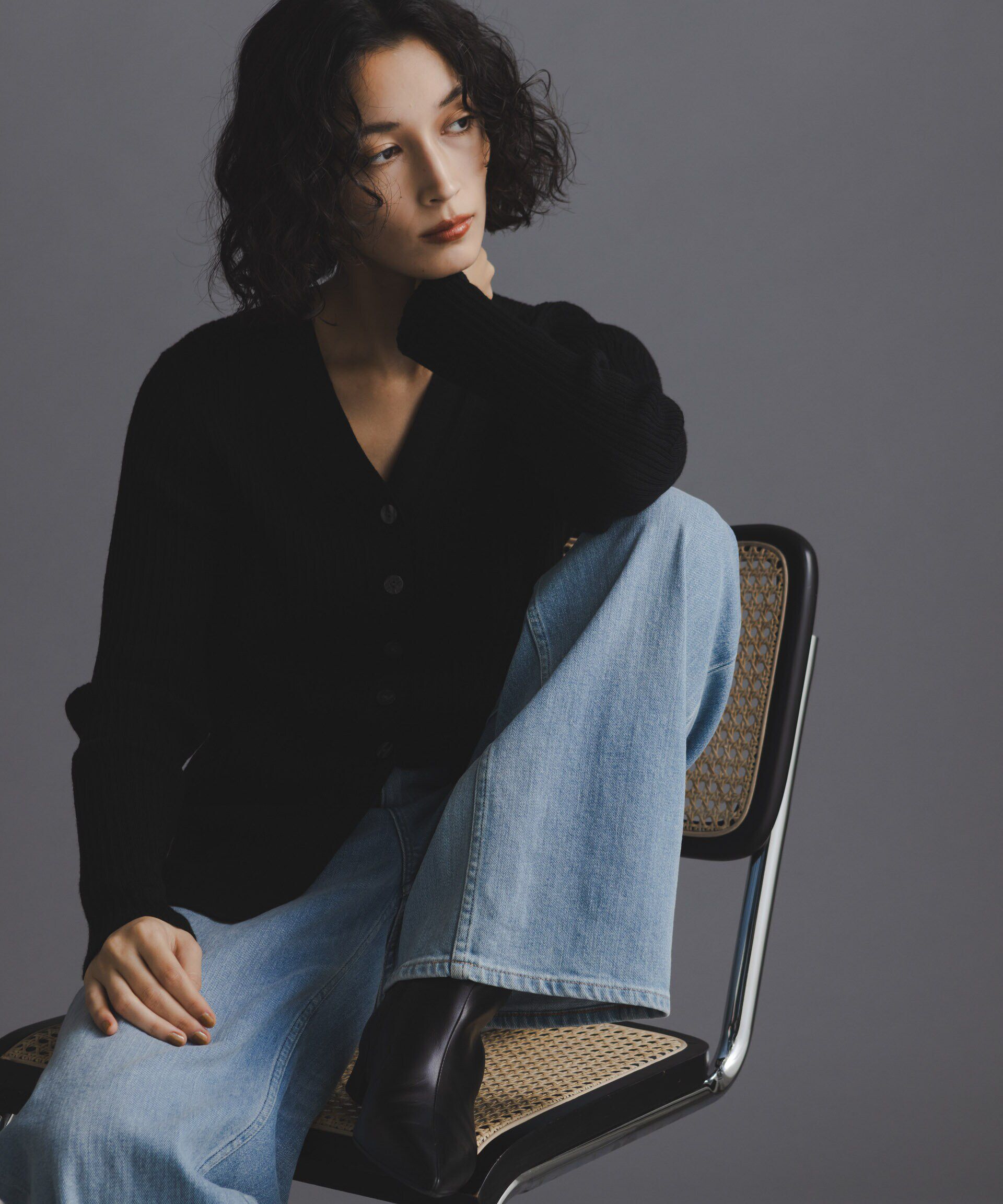 nano･universe「毛玉レスニットVネックリブカーディガン」|ニット・セーター|