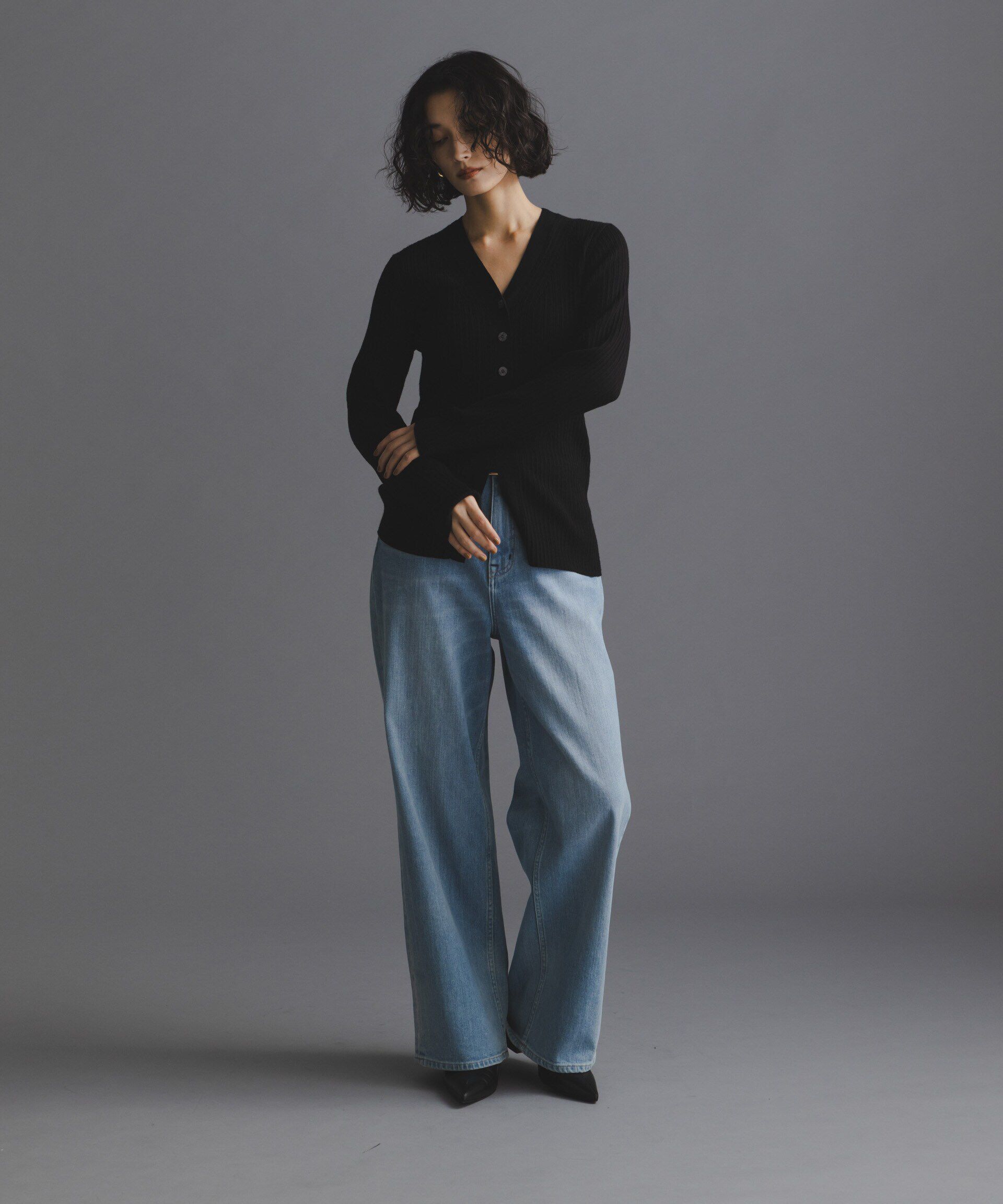 nano･universe「毛玉レスニットVネックリブカーディガン」|ニット・セーター|